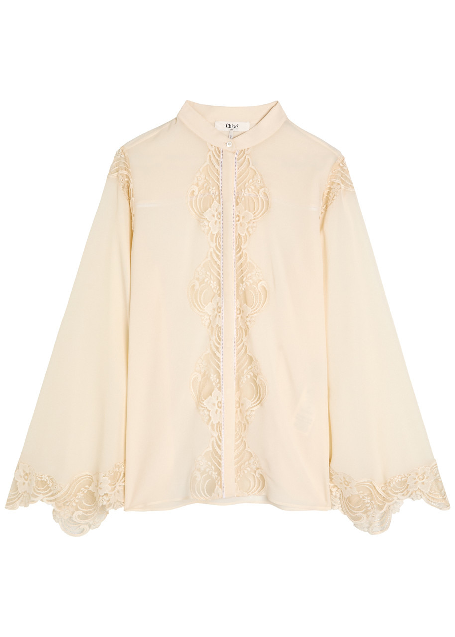 Chloe Lace-embellished Silk-georgette Blouse - 1