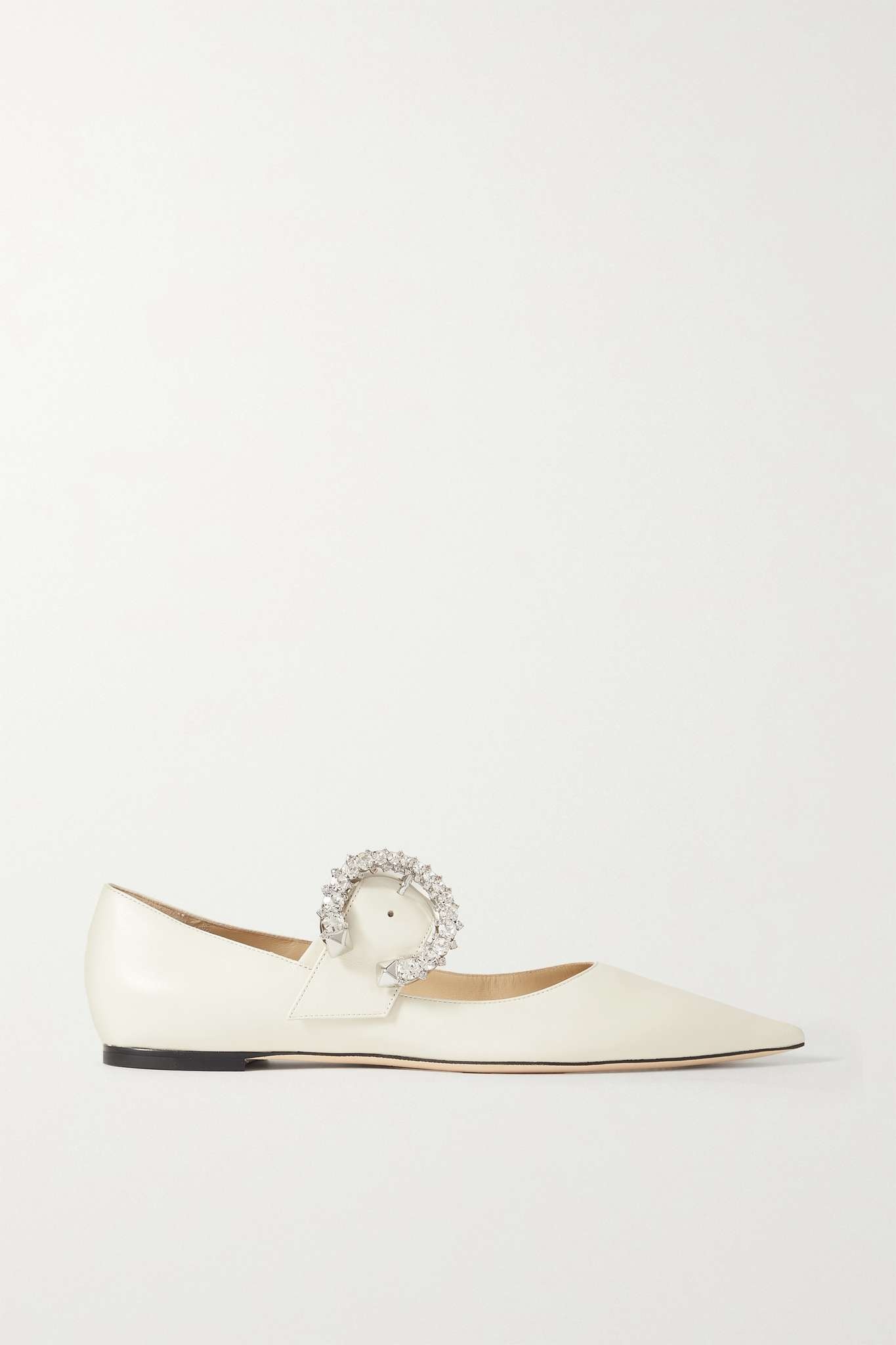 Melva crystal-embellished leather point-toe flats - 1