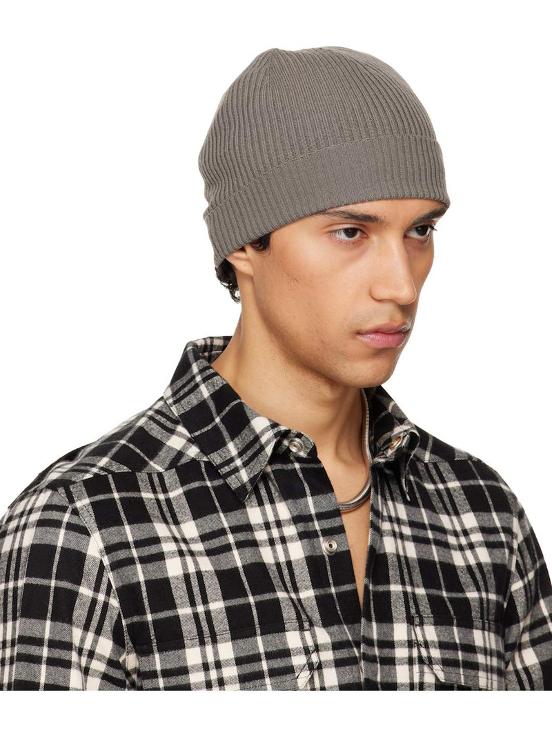Rick Owens Gray Temple Ribbed Beanie outlook