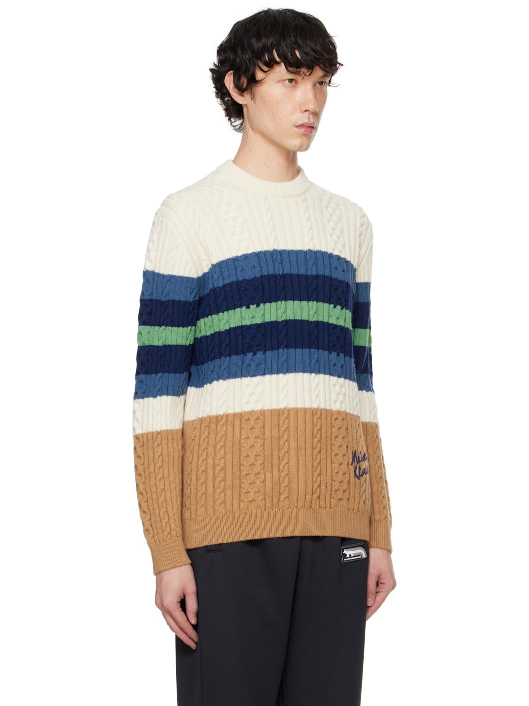 Multicolor Striped Cable Sweater - 2