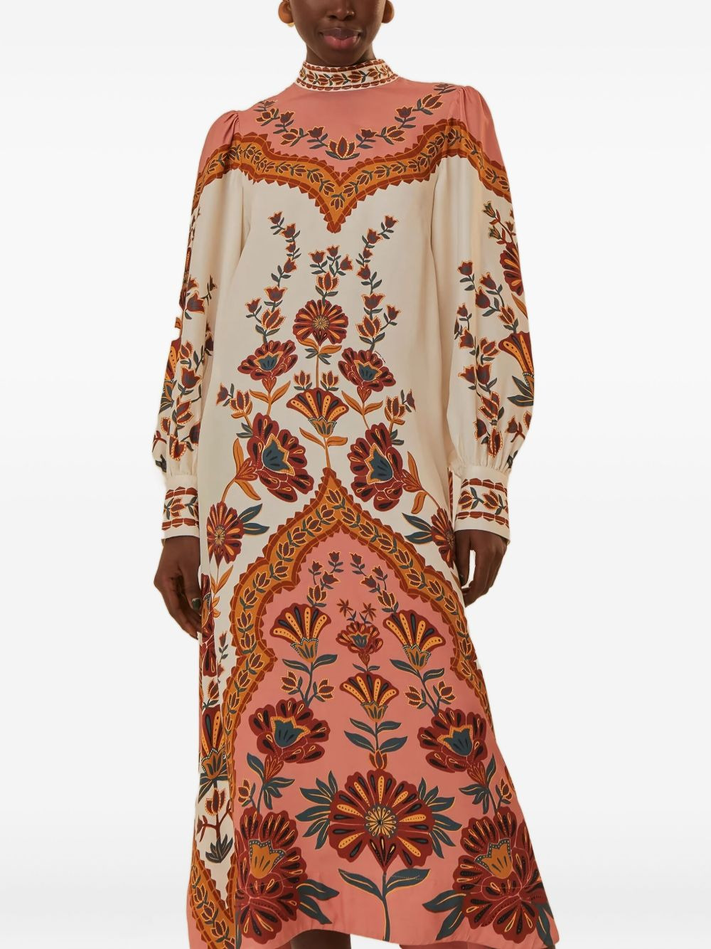 floral-print mock-neck midi dress - 3