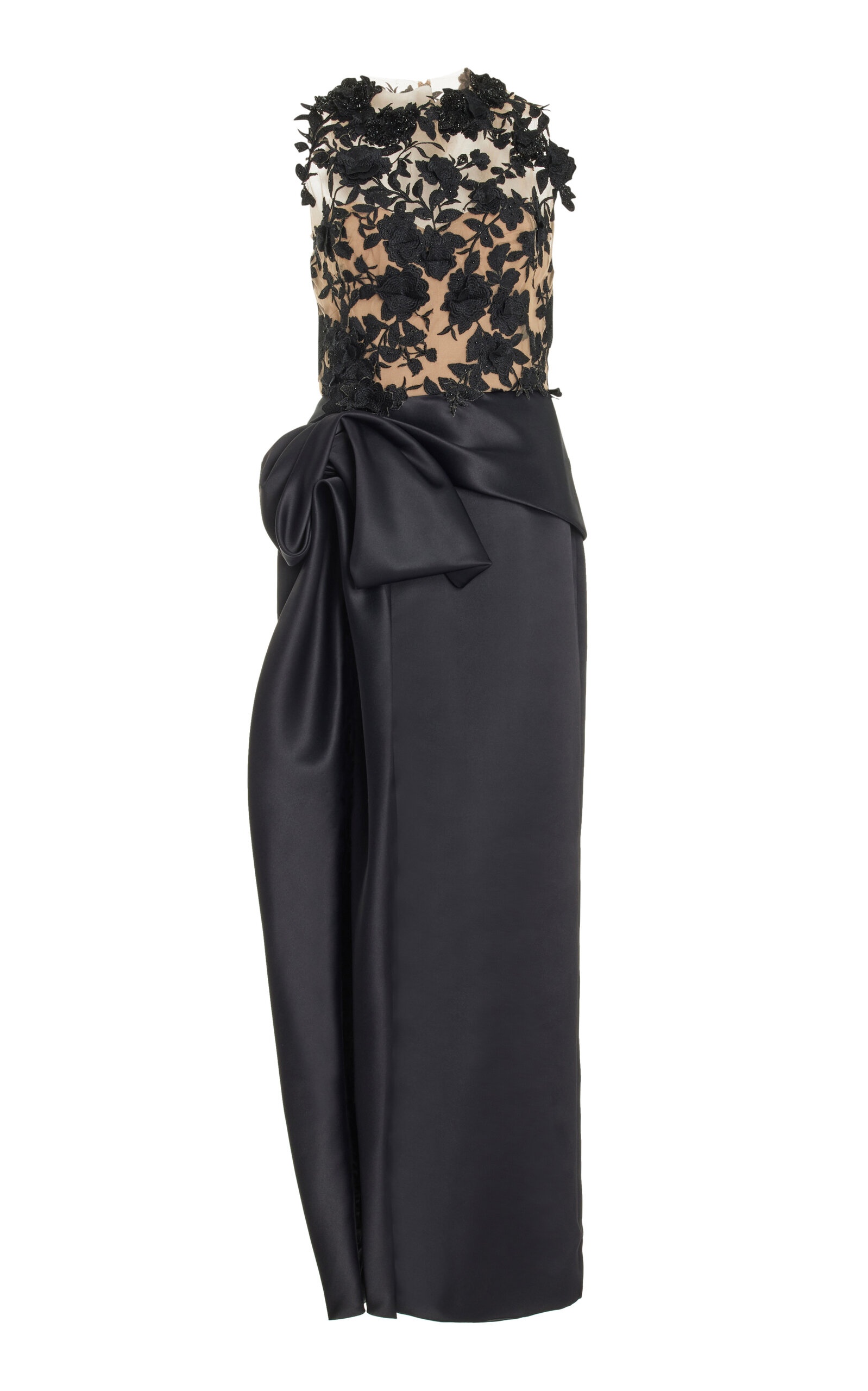 Floral-Appliqued Tulle Maxi Dress black - 1