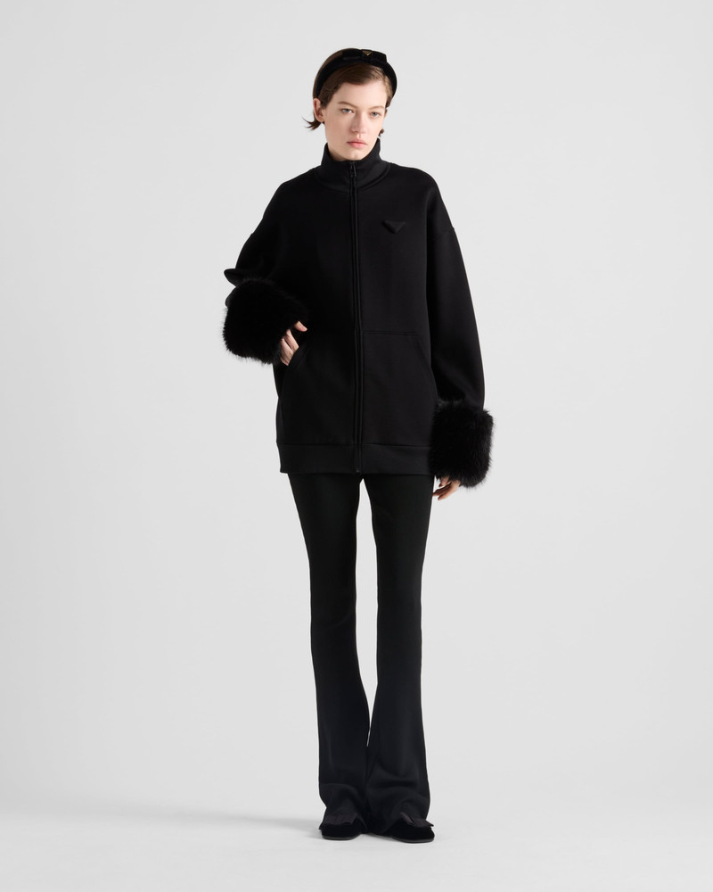 Prada Double fleece high-neck blouson outlook