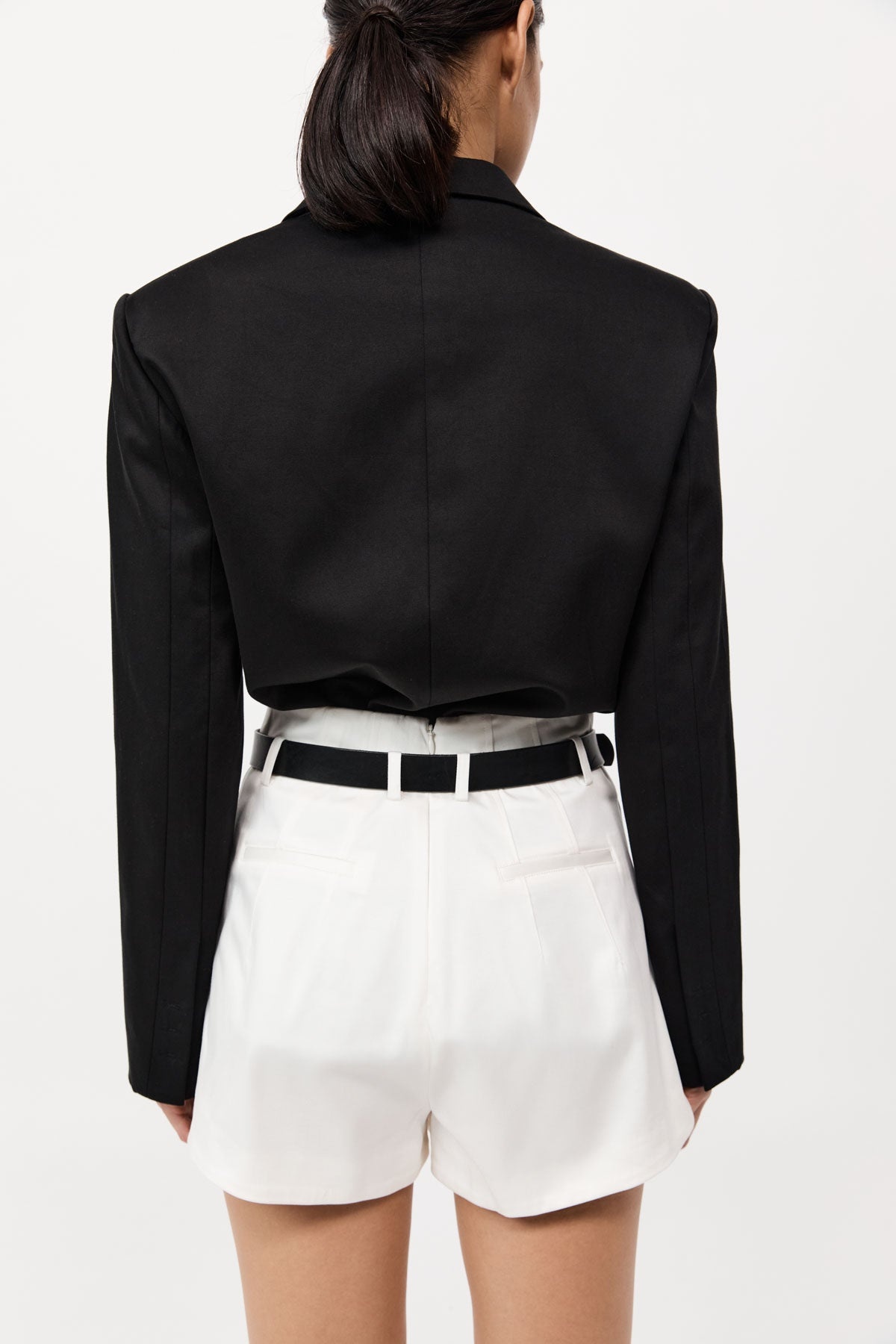Cotton Paperbag Waist Shorts - Off White - 5