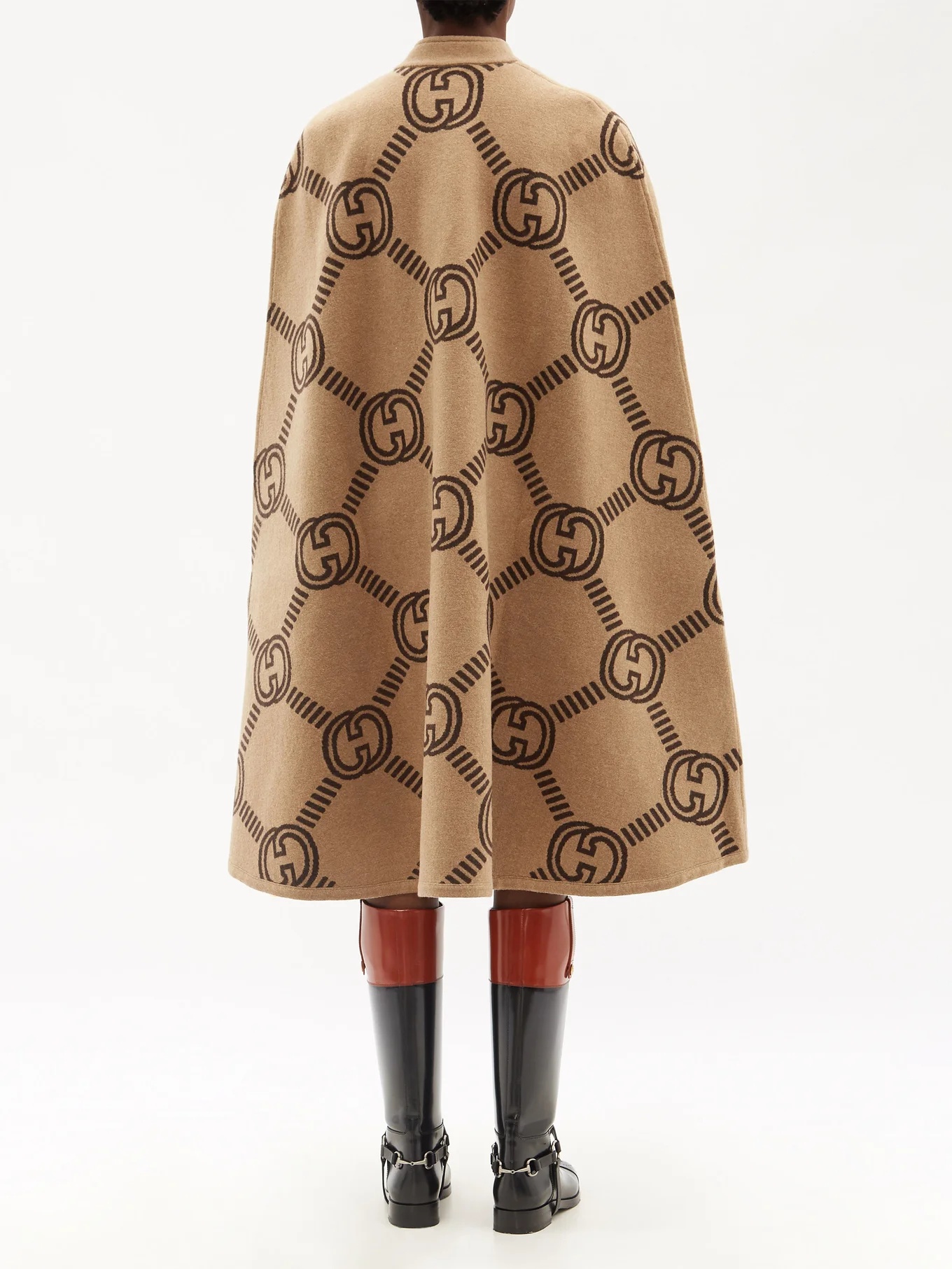 GG-jacquard wool-blend cape - 5