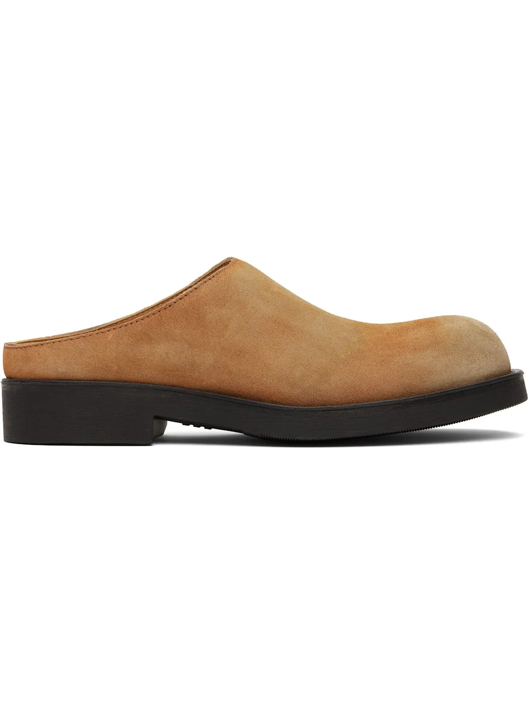 Tan Washed Suede Biker Mule Loafers - 1