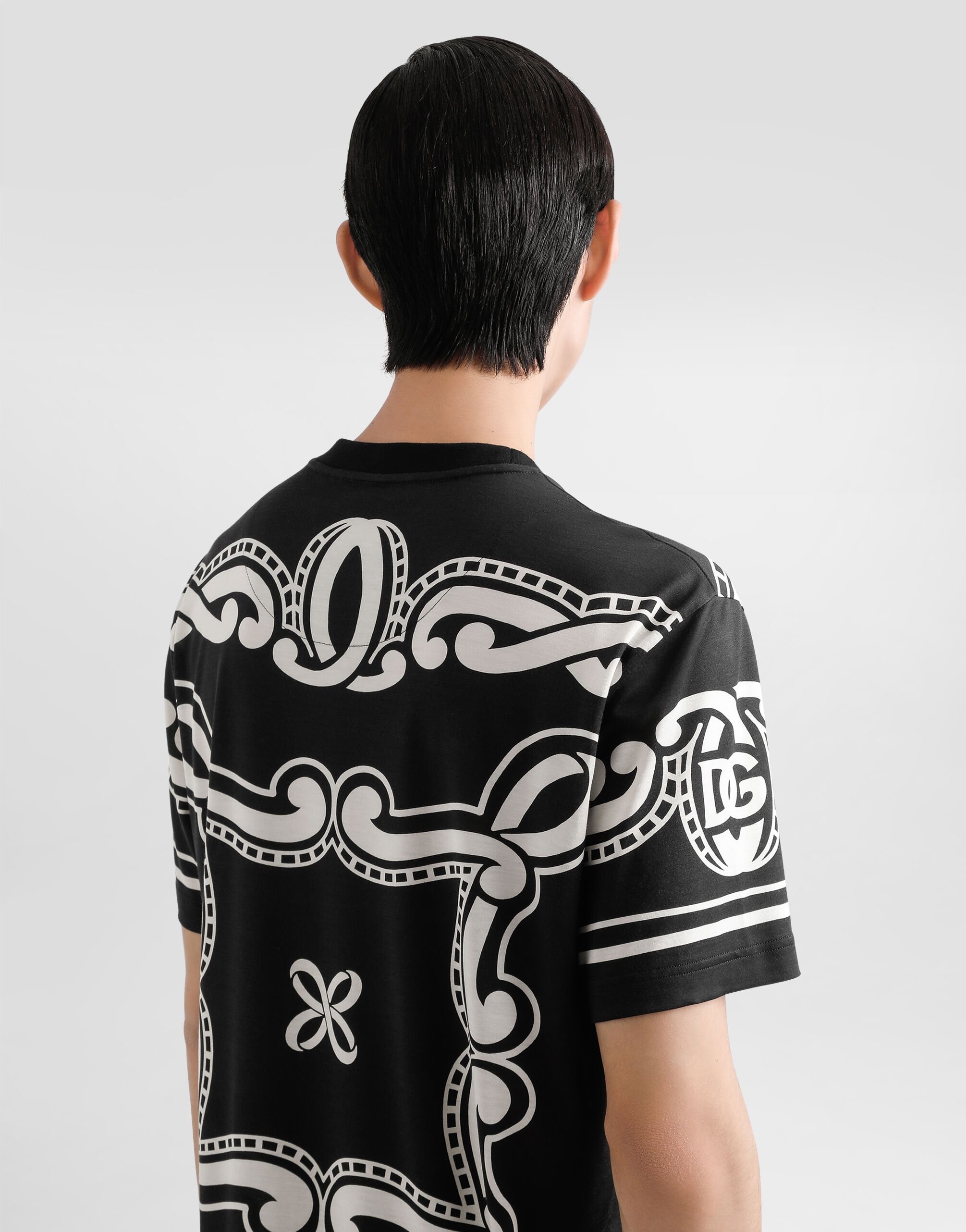 Silk T-shirt with bandanna print - 5