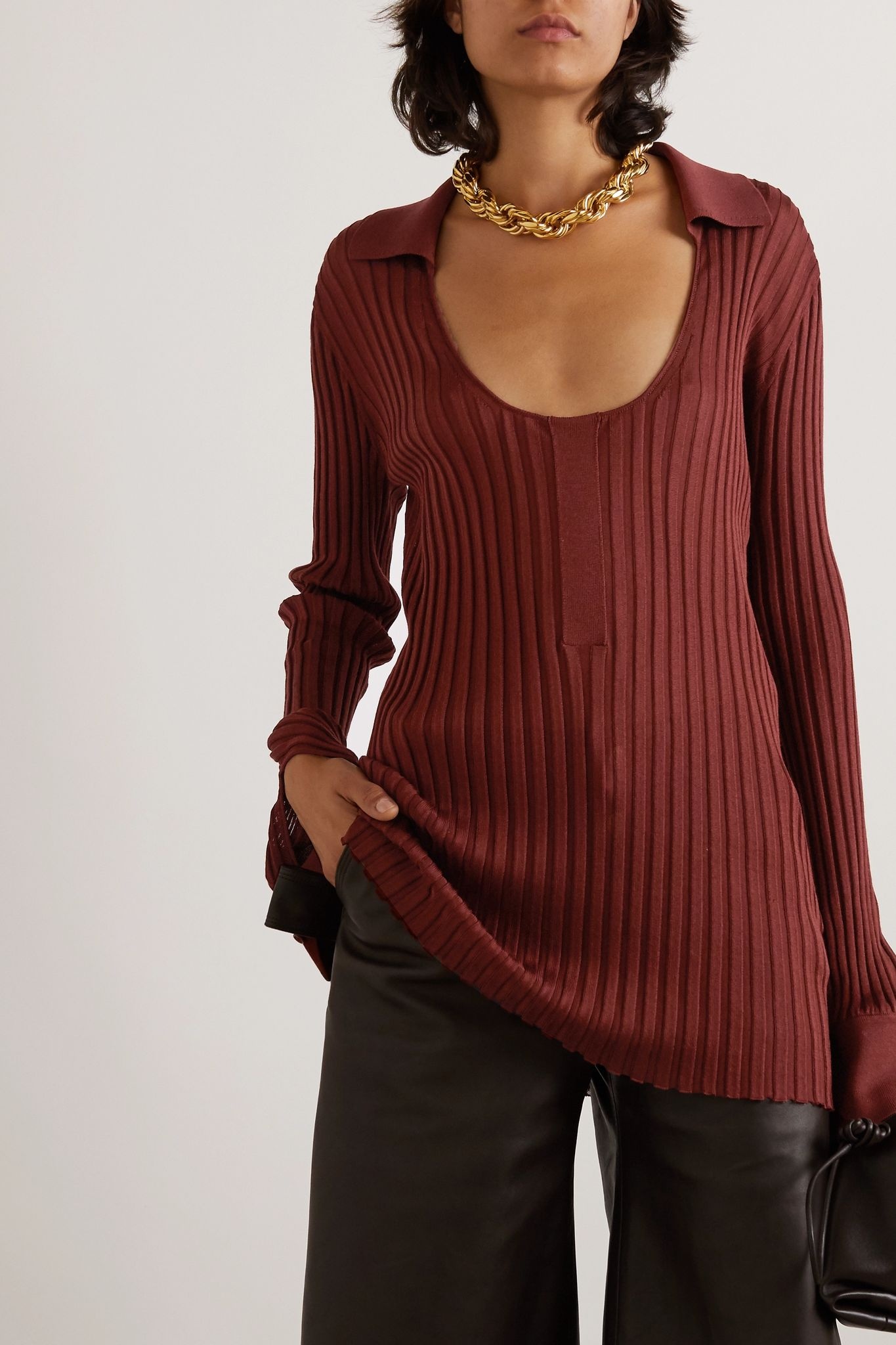 Ribbed silk-blend sweater - 3