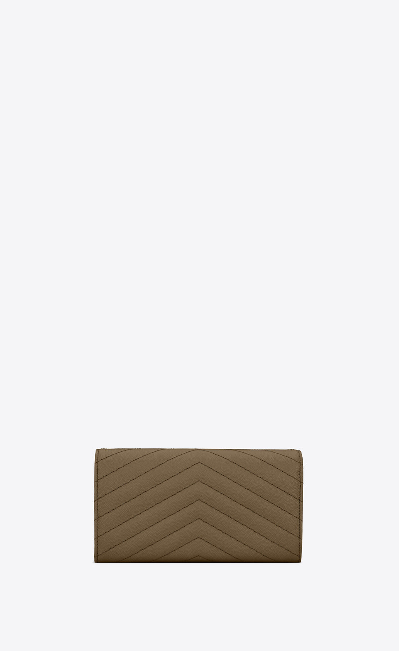 SAINT LAURENT monogram large flap wallet in grain de poudre embossed leather outlook