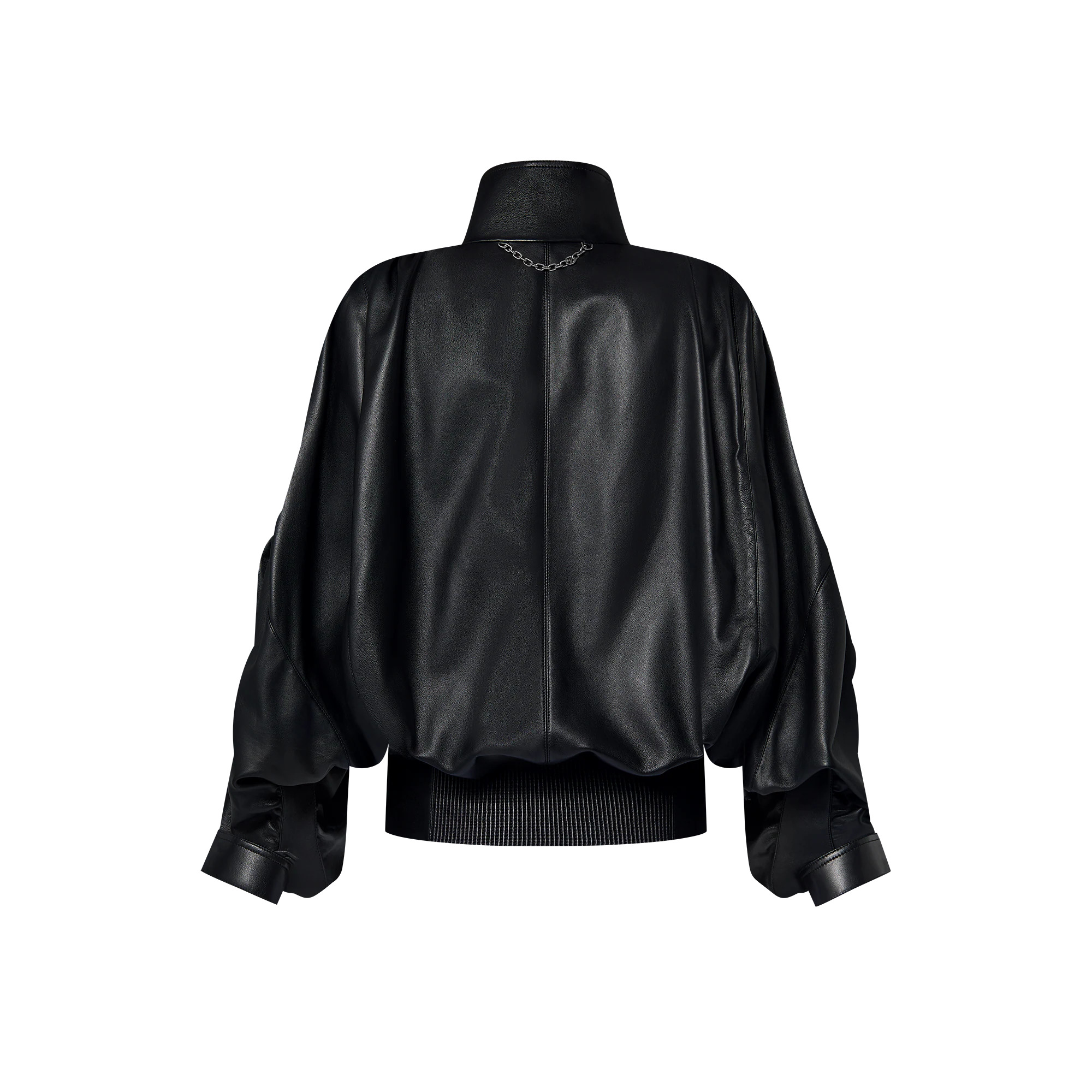 Gathered Leather Jacket - 3