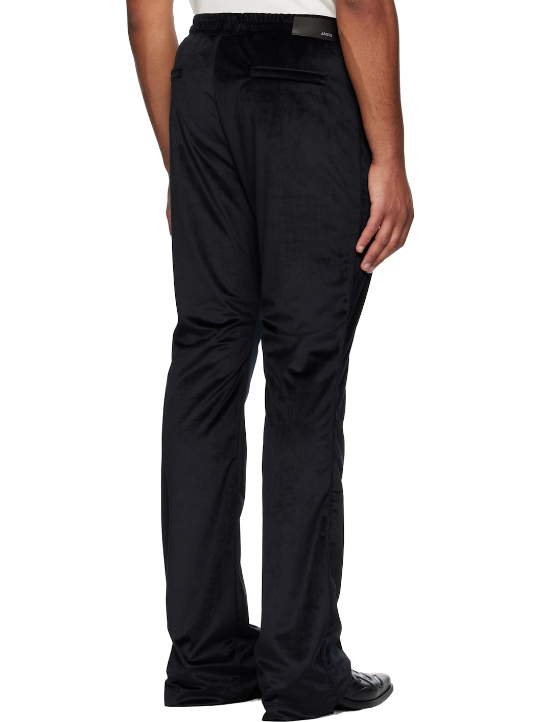 Black Velvet Flare Track Sweatpants - 3
