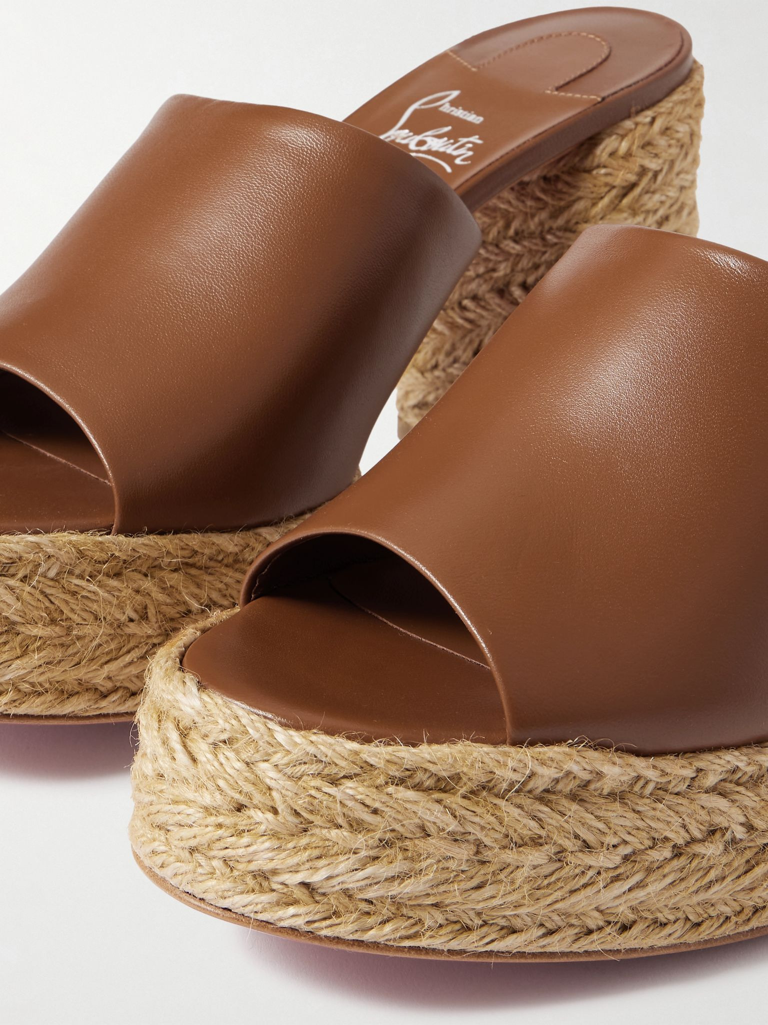 Calakala 85 leather espadrille platform mules Dark brown - 4