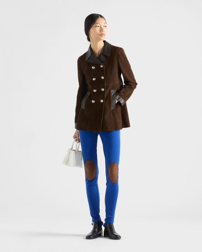 Prada Double-breasted suede caban jacket outlook