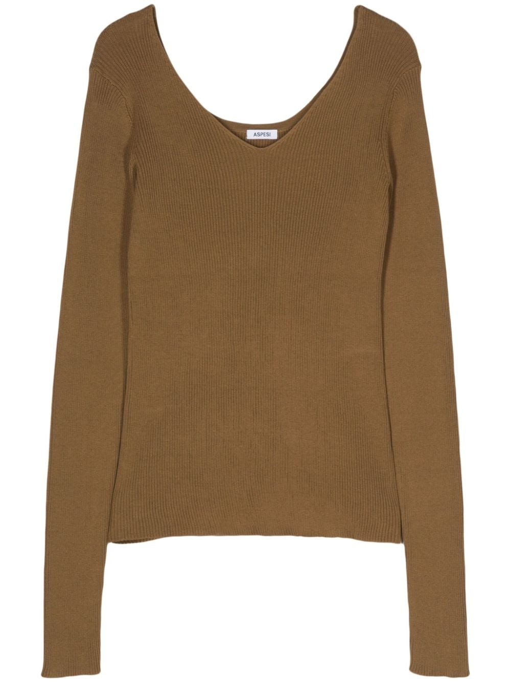 v-neck ribbed-knit jumper - 1