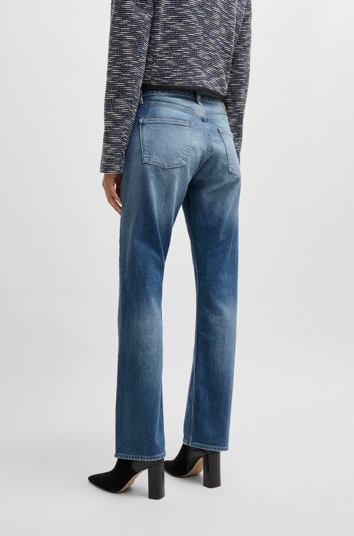 STRAIGHT-FIT JEANS IN FADED-BLUE COMFORT-STRETCH DENIM - 4