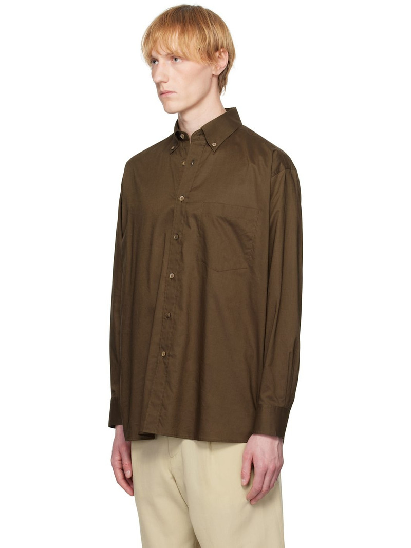 AURALEE Brown Washed Finx Typewriter Button Down Shirt outlook