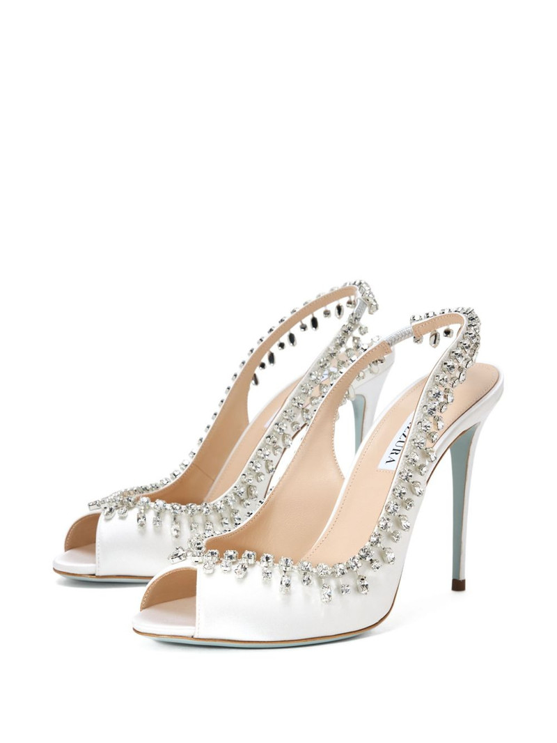 AQUAZZURA 105mm Temptation crystal-embellished slingback sandals outlook