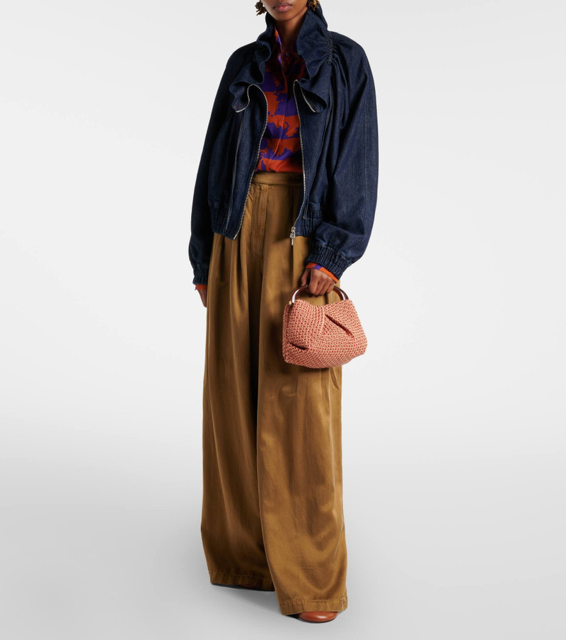 Dries Van Noten Woven raffia-effect top-handle bag outlook