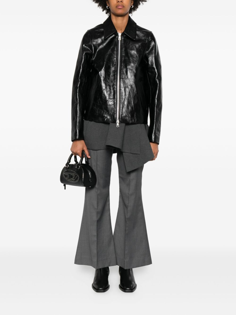 leather zip-front jacket - 2