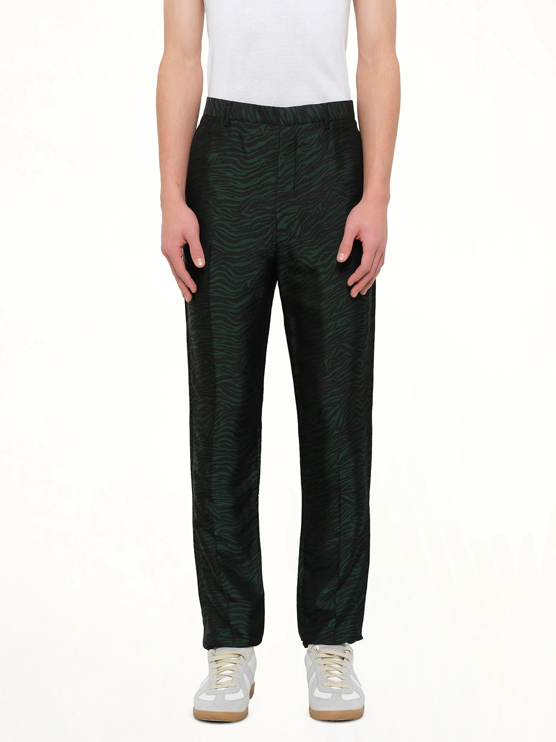 Zebra Jacquard Pant in Green - 1