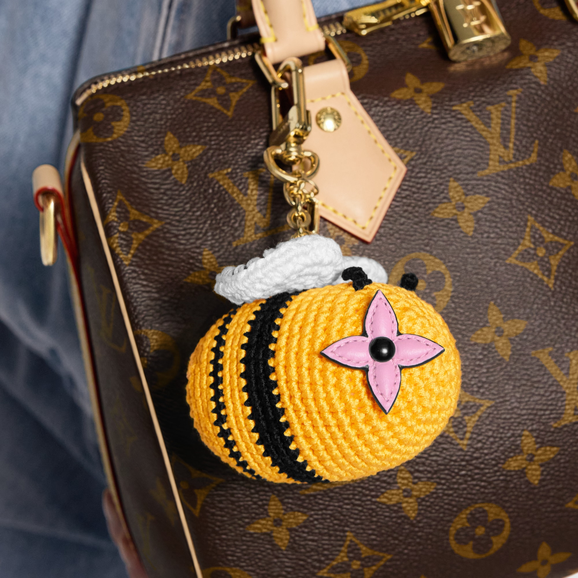 Bee LV Crochet Bag Charm - 5
