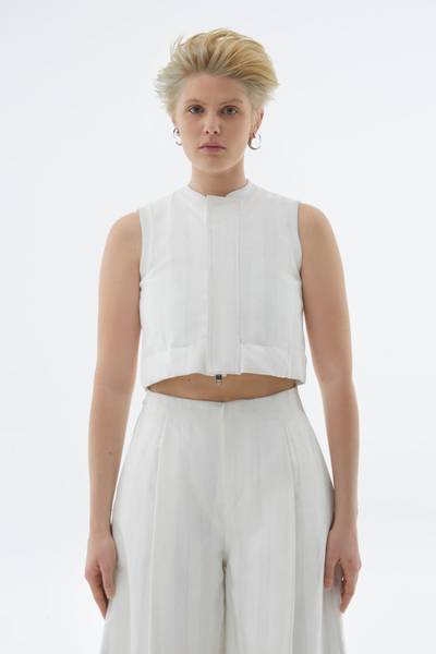 SUNNEI WHITE CROPPED VEST WITH STRIPES outlook