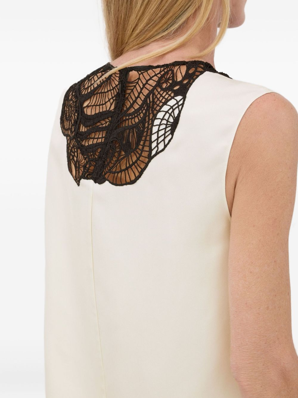 lace-applique sleeveless blouse - 3