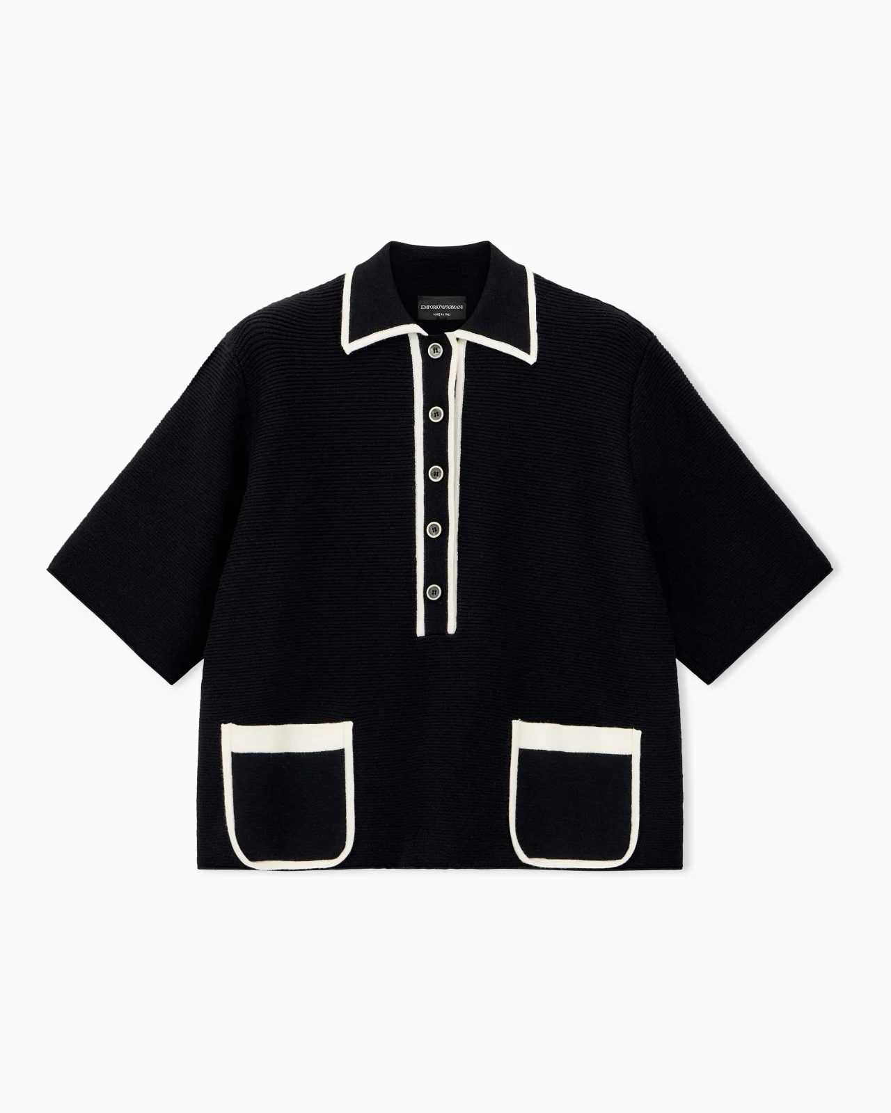 LINKS STITCH POLO SHIRT WITH CONTRASTING TRIM AND POCKETS - 1
