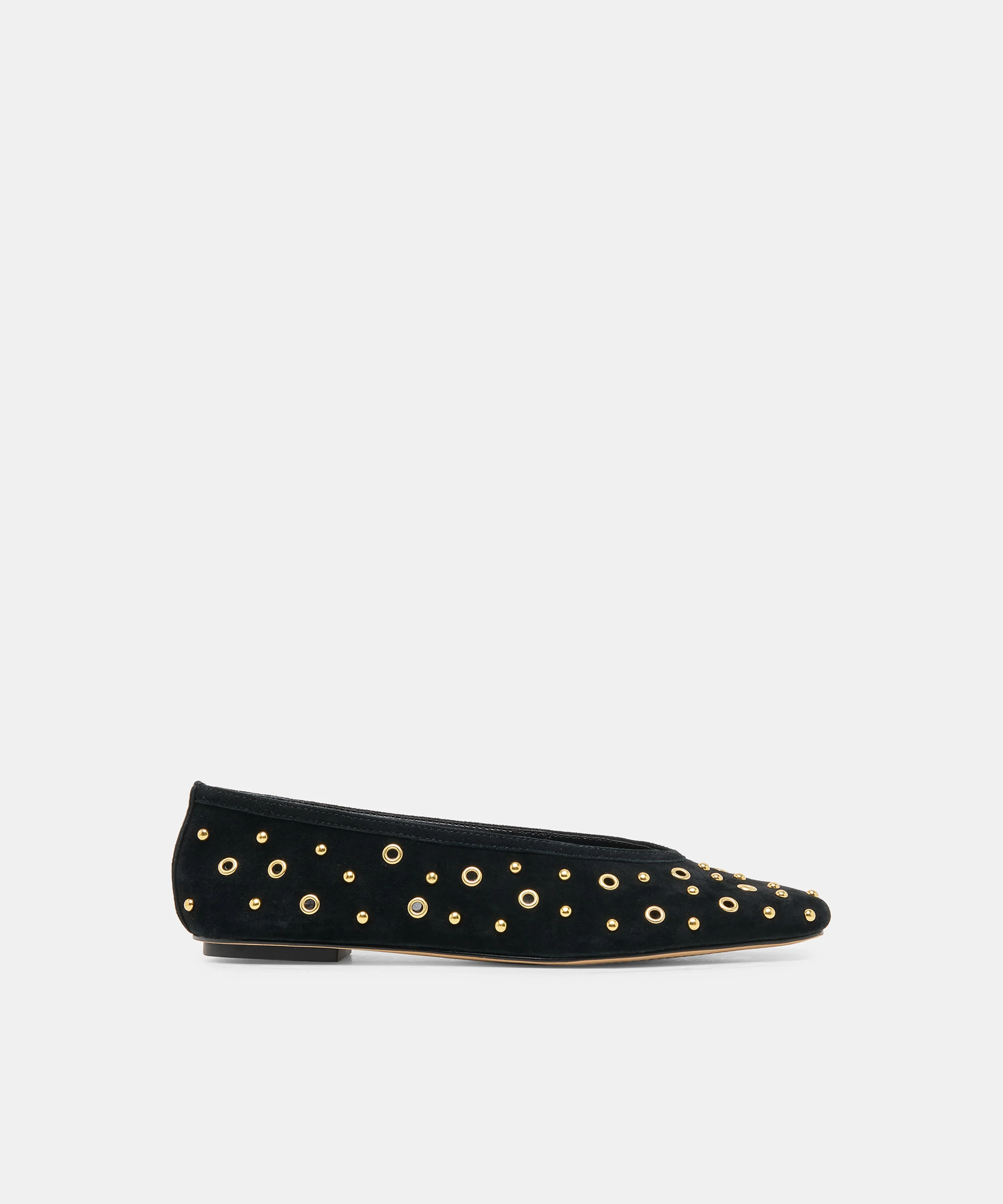 CARET STUD BALLET FLATS ONYX SUEDE - 1