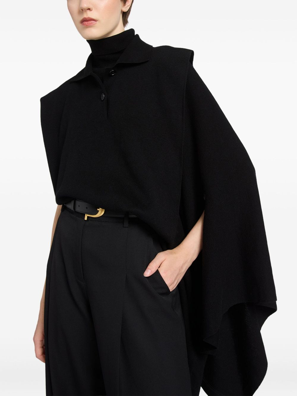 polo-neck cape sweater - 4
