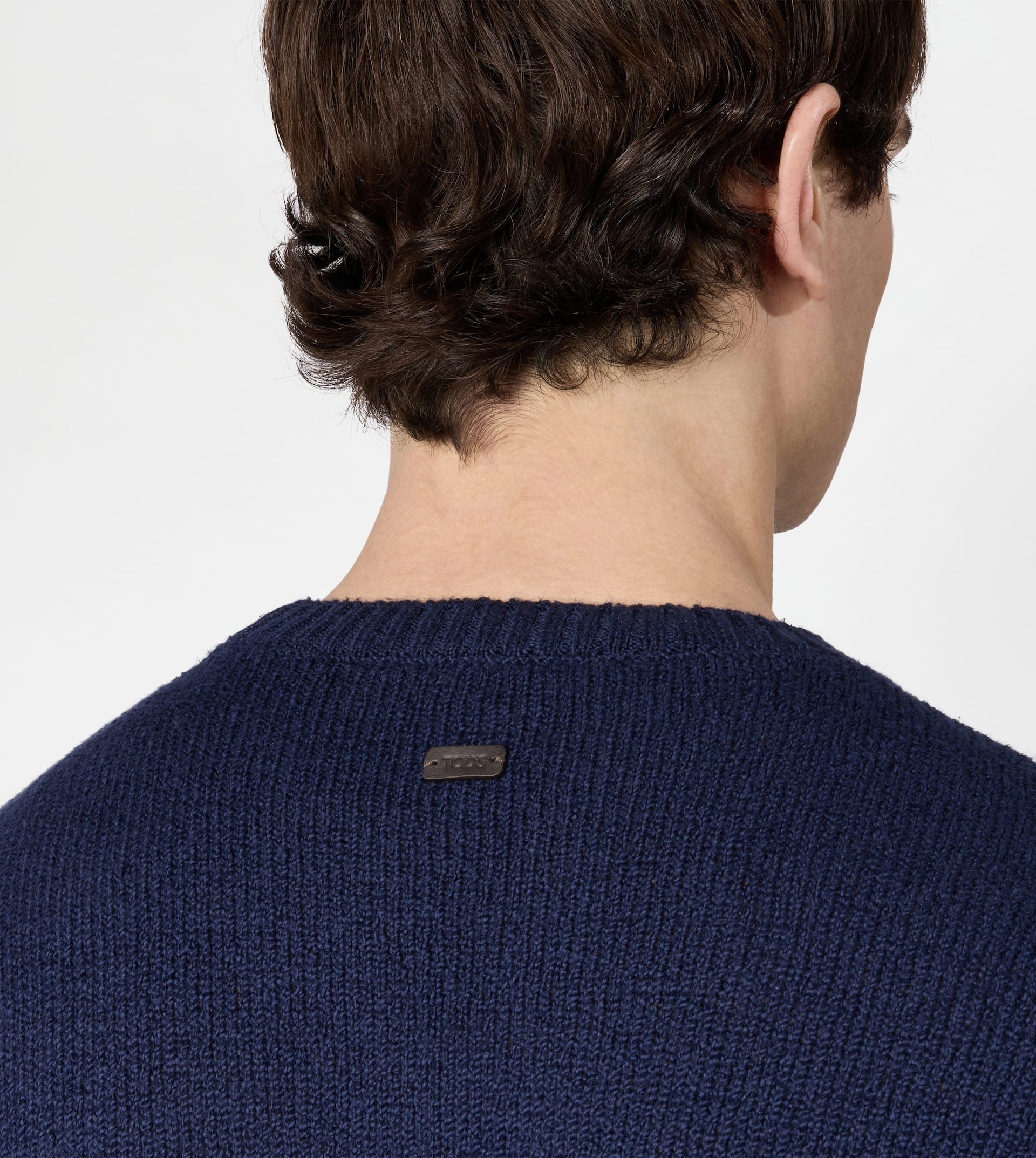 ROUND-NECK PULLOVER IN COTTON - BLUE - 5