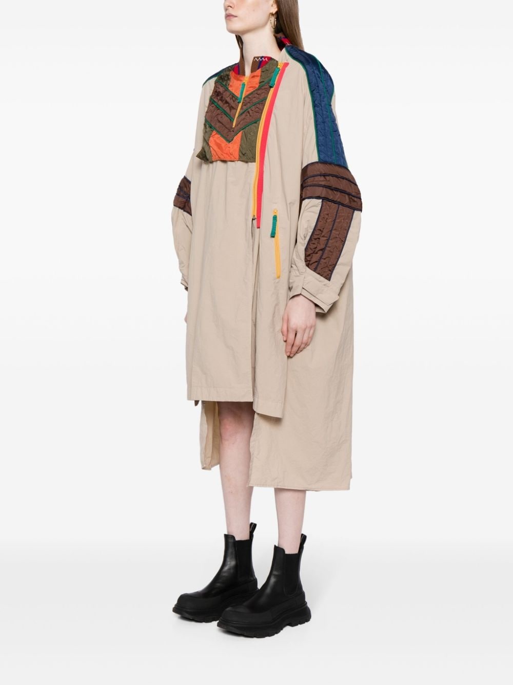 contrasting-panel asymmetric coat - 3