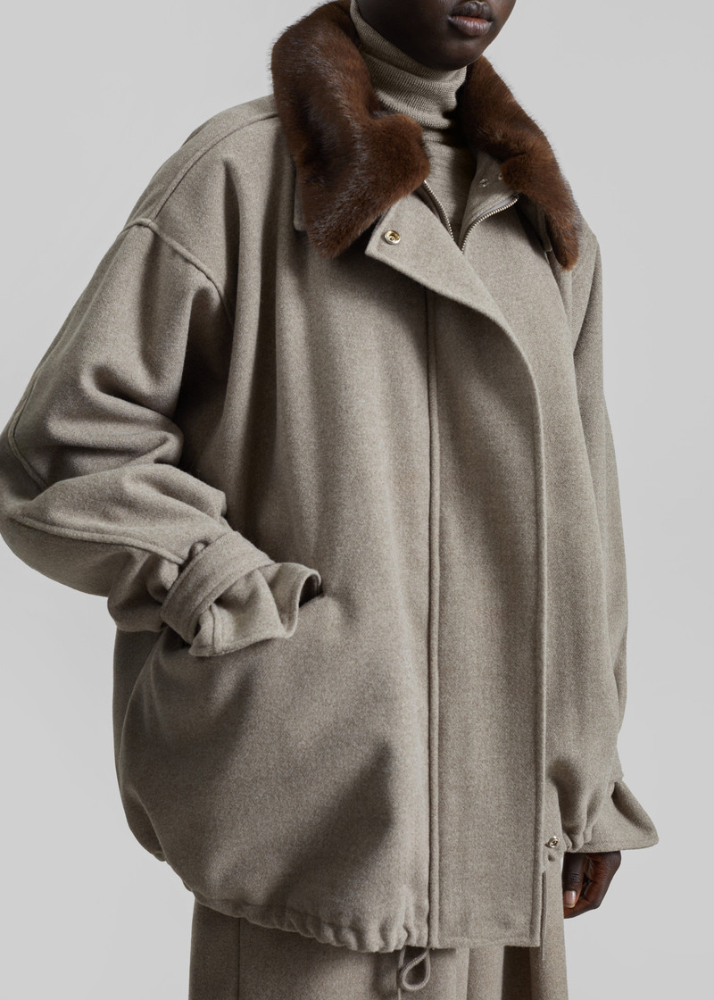 Hemavan Faux Fur Lined Jacket - Taupe 6