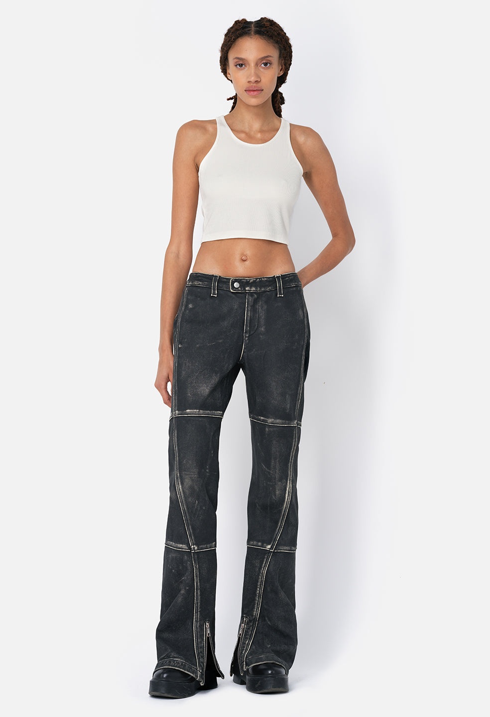 LEATHER BIKER PANTS - 1