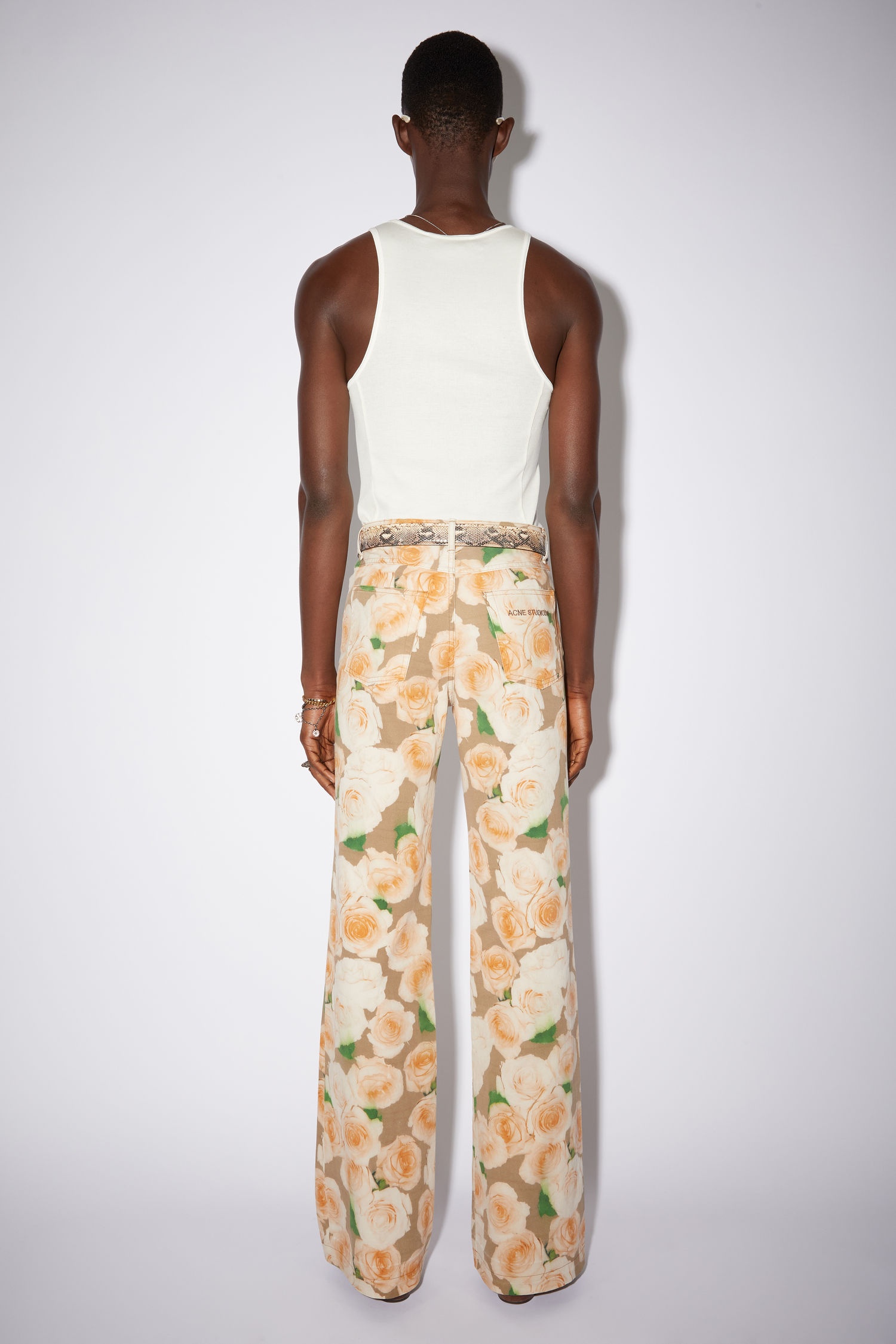 Rose print trousers - Peach orange - 3