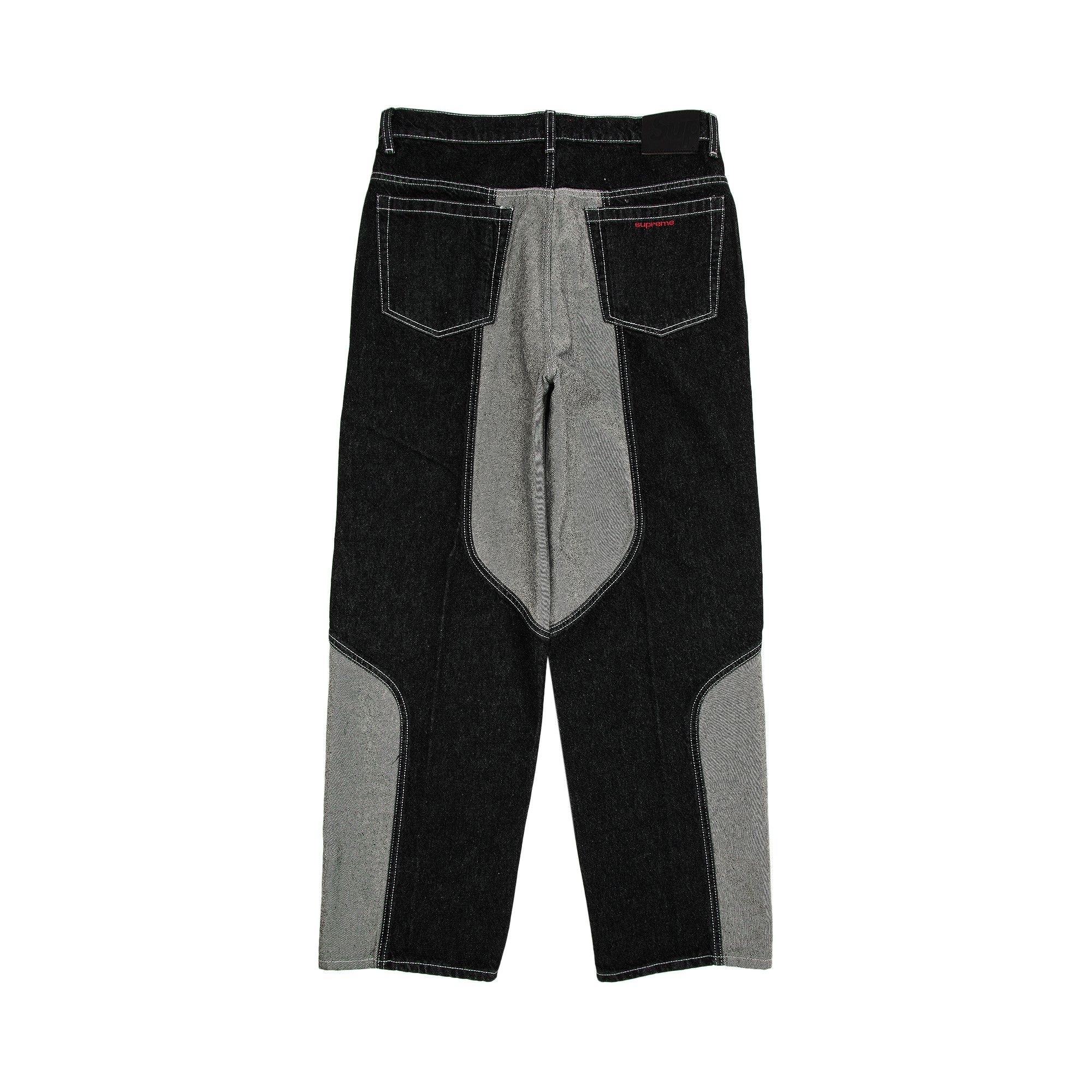 Supreme 2-Tone Paneled Baggy Jean 'Black' - 2
