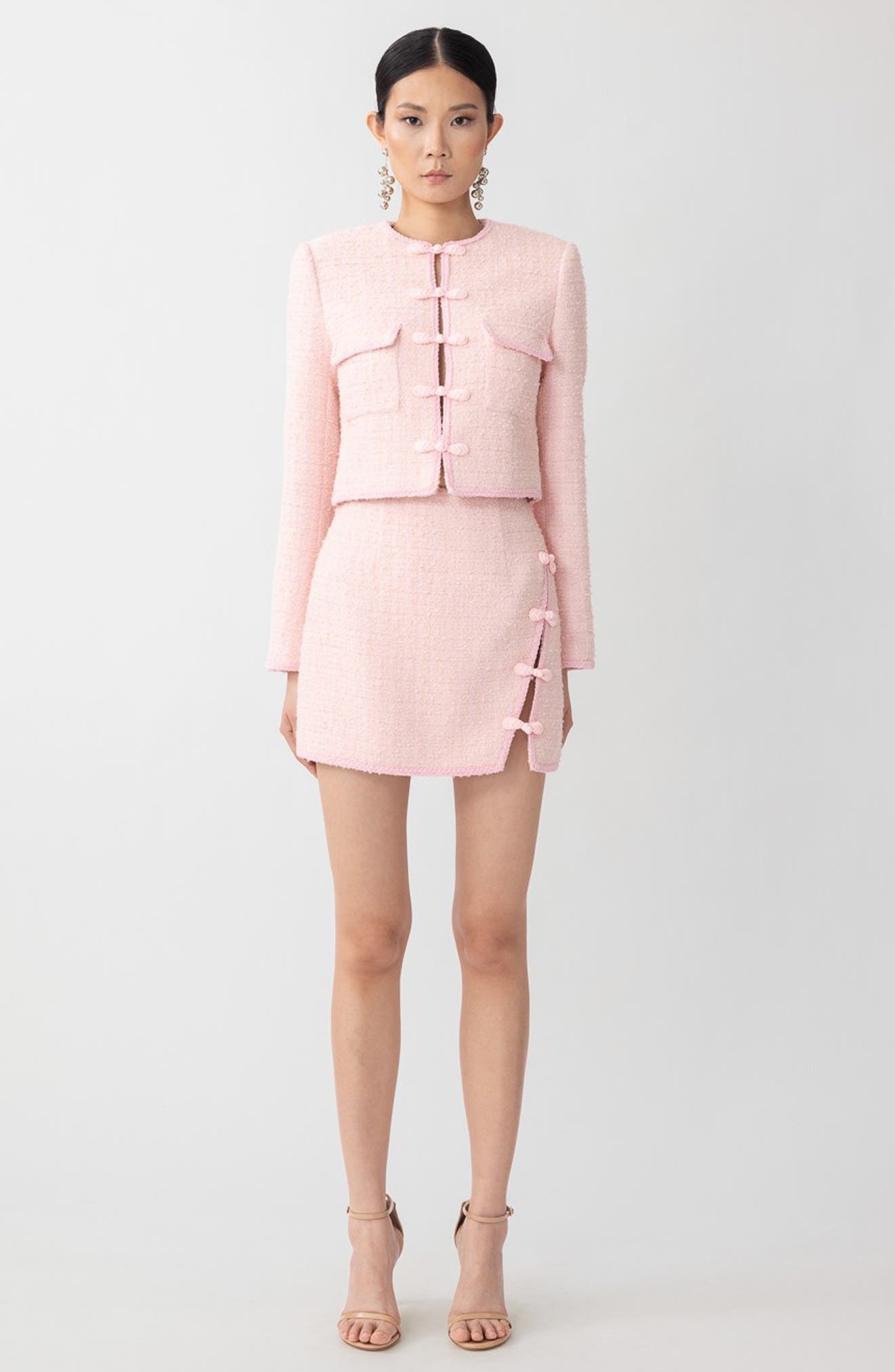 SAU LEE Abbie Metallic Tweed Jacket in Pastel Pink at Nordstrom - 5