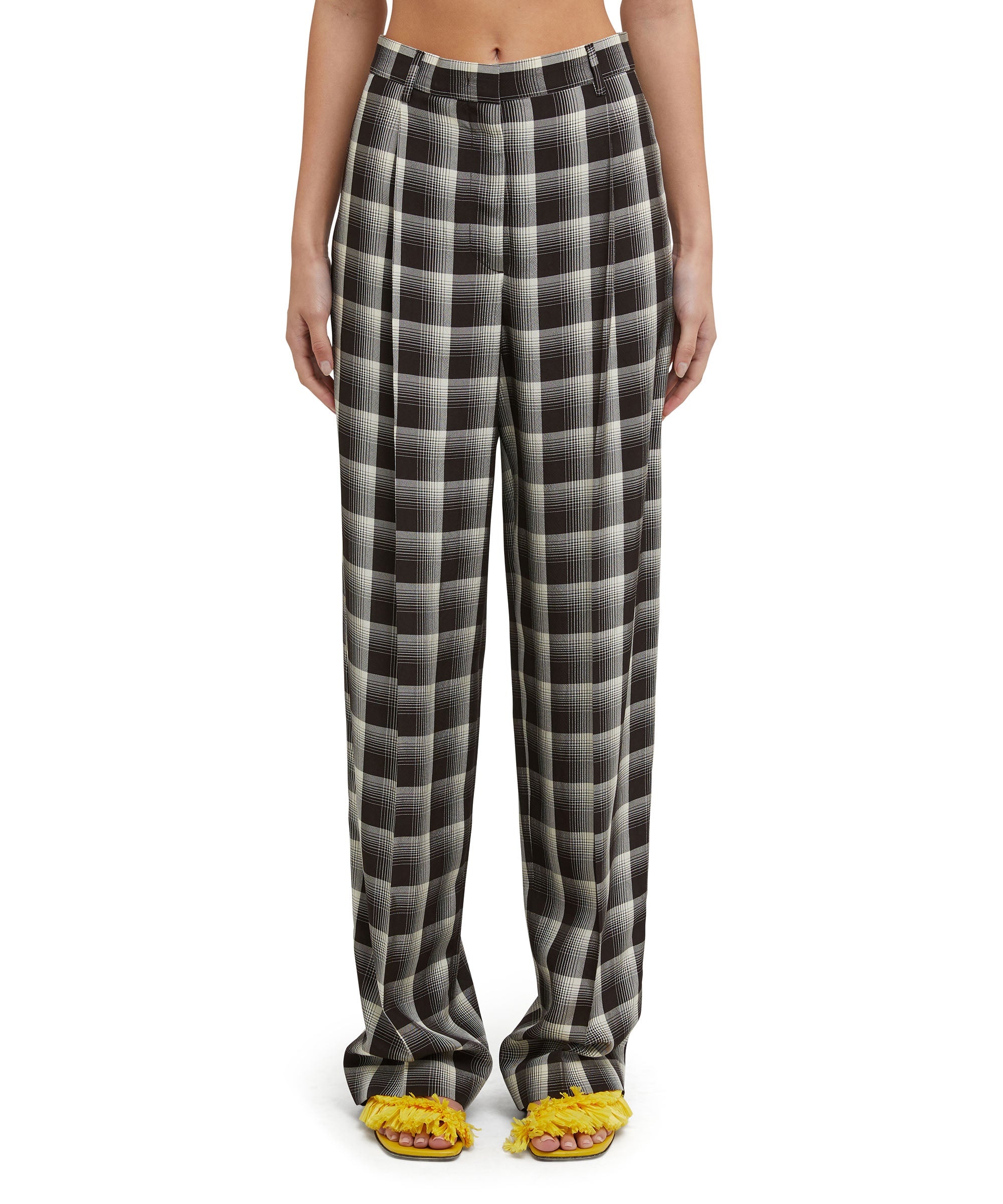 Check viscose crepe pleated pants - 2