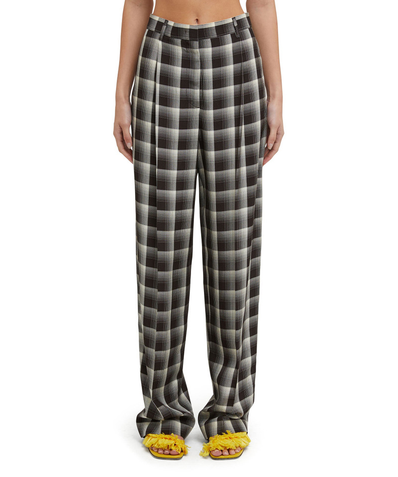 MSGM Check viscose crepe pleated pants outlook