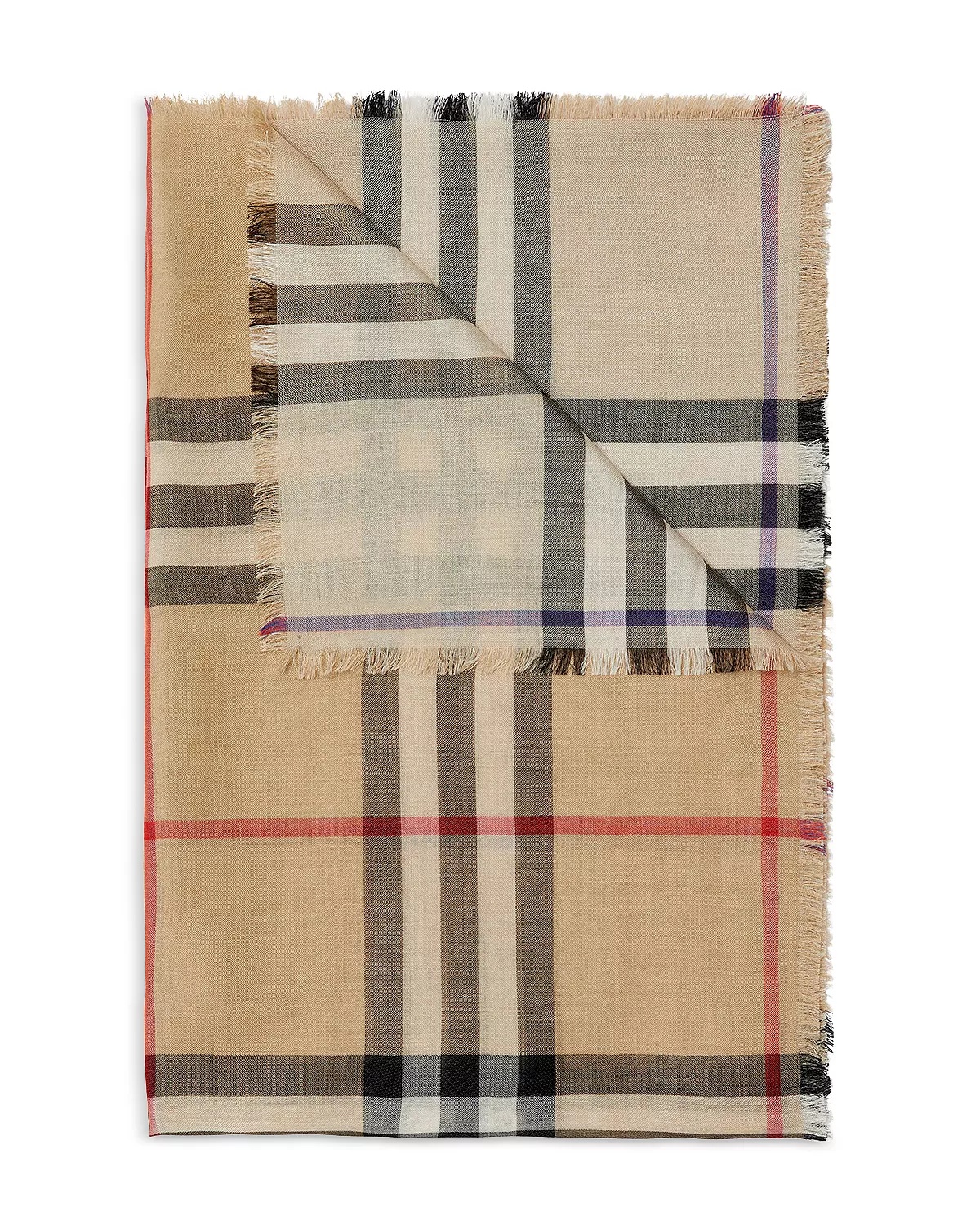 Reversible Check Wool Silk Scarf - 4