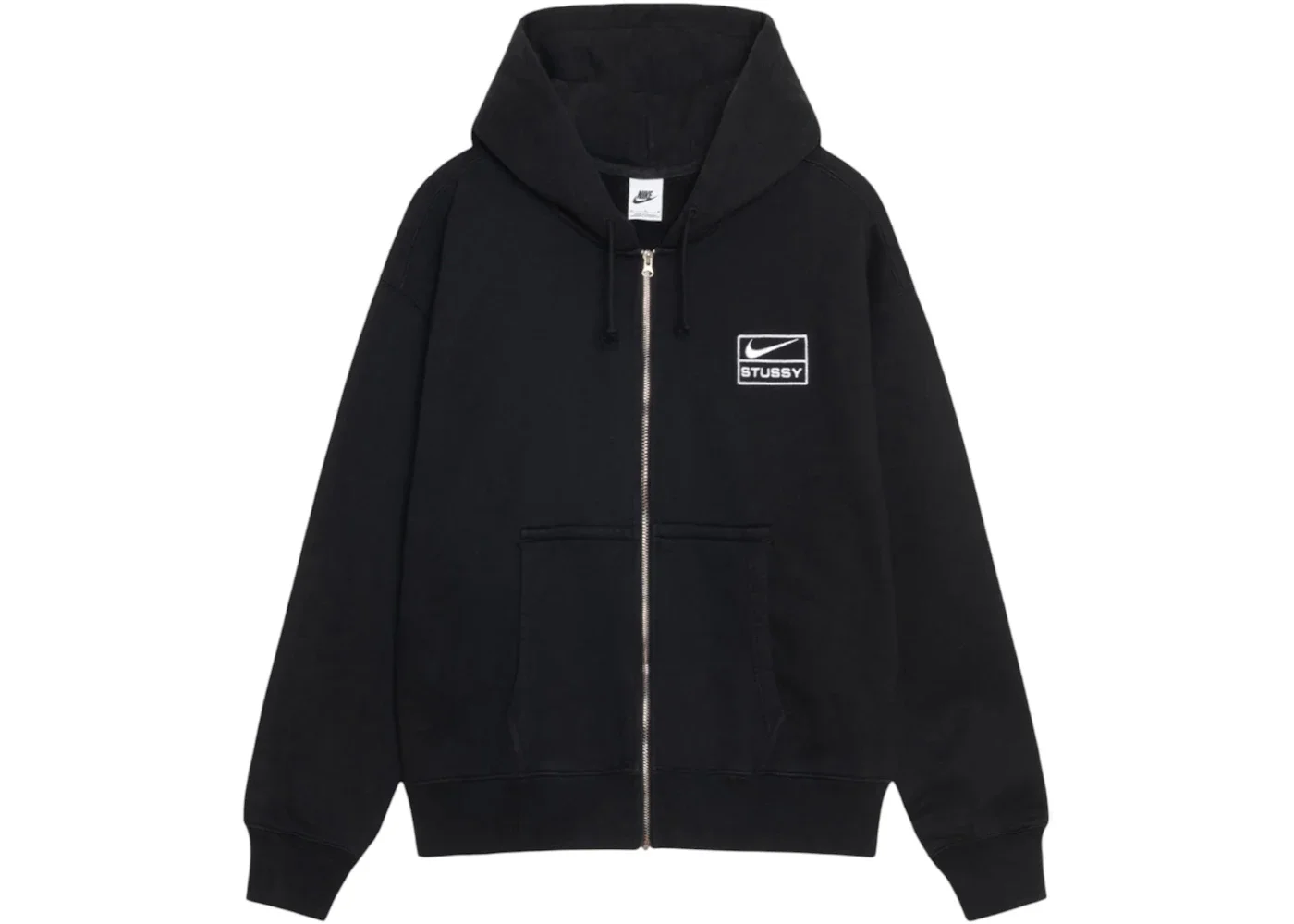 Stussy x Nike Stone Washed Fleece Zip Hoodie (FW25) Black - 1