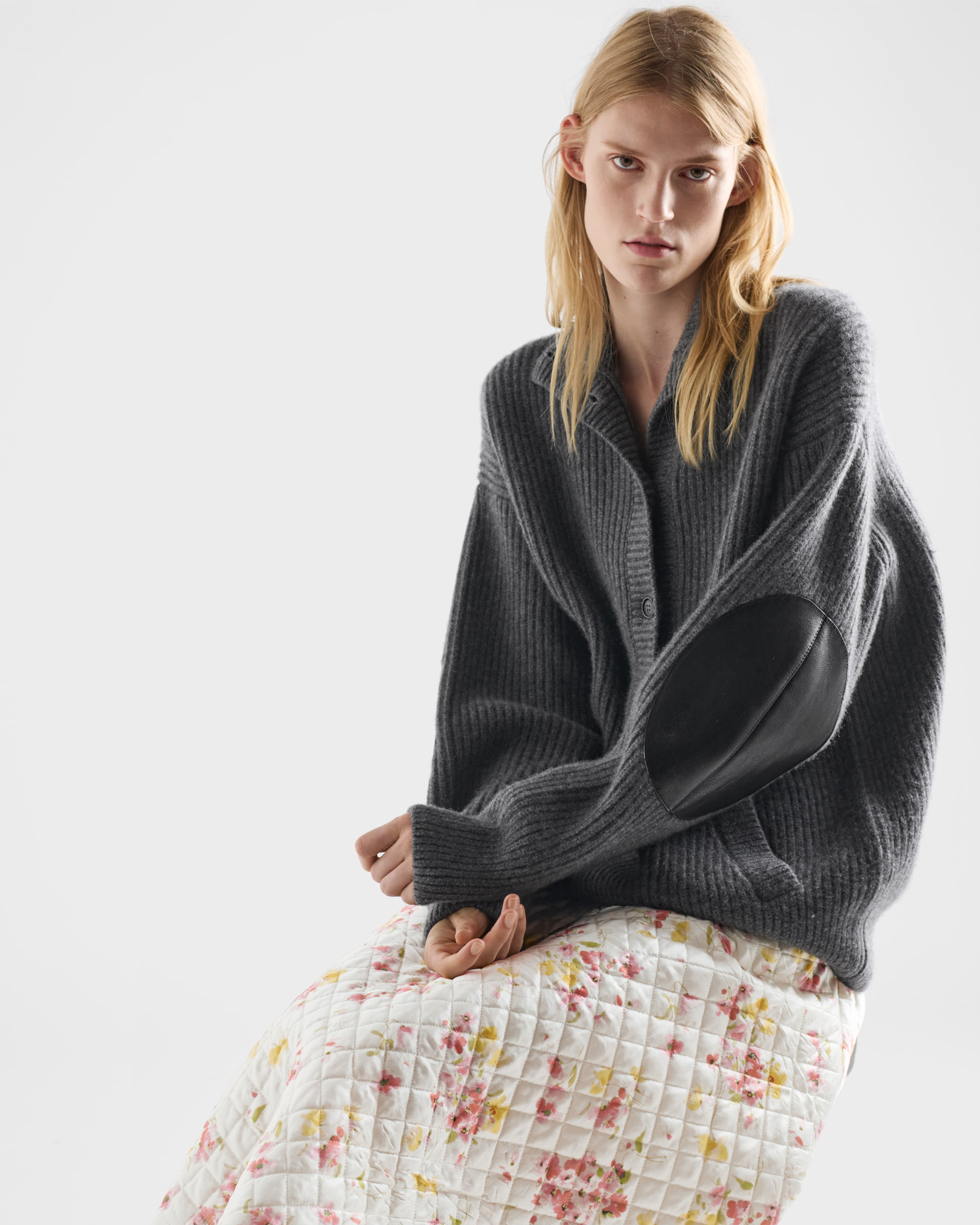 Floral print quilted satin circle skirt - 6