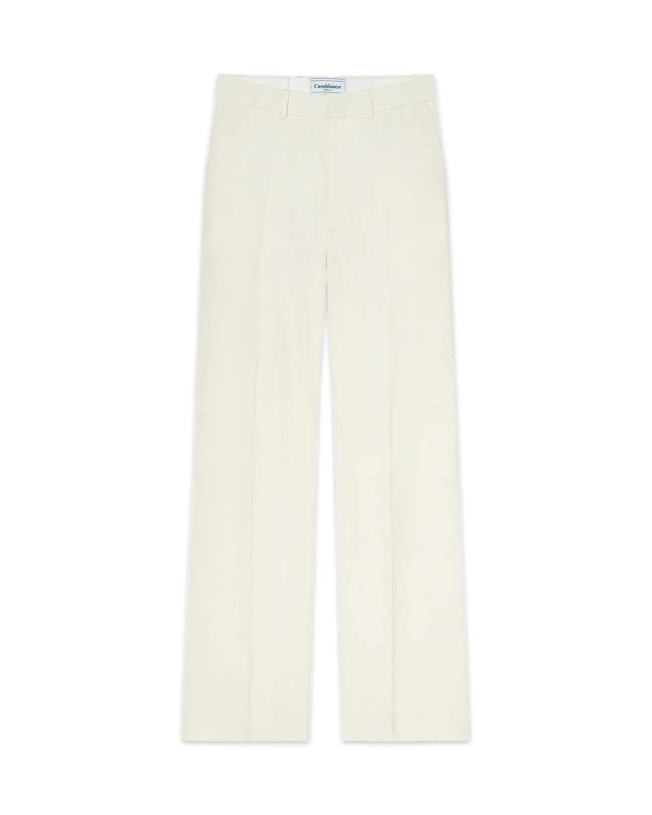 Off-White Silk Suiting Wide Leg Trousers - 1