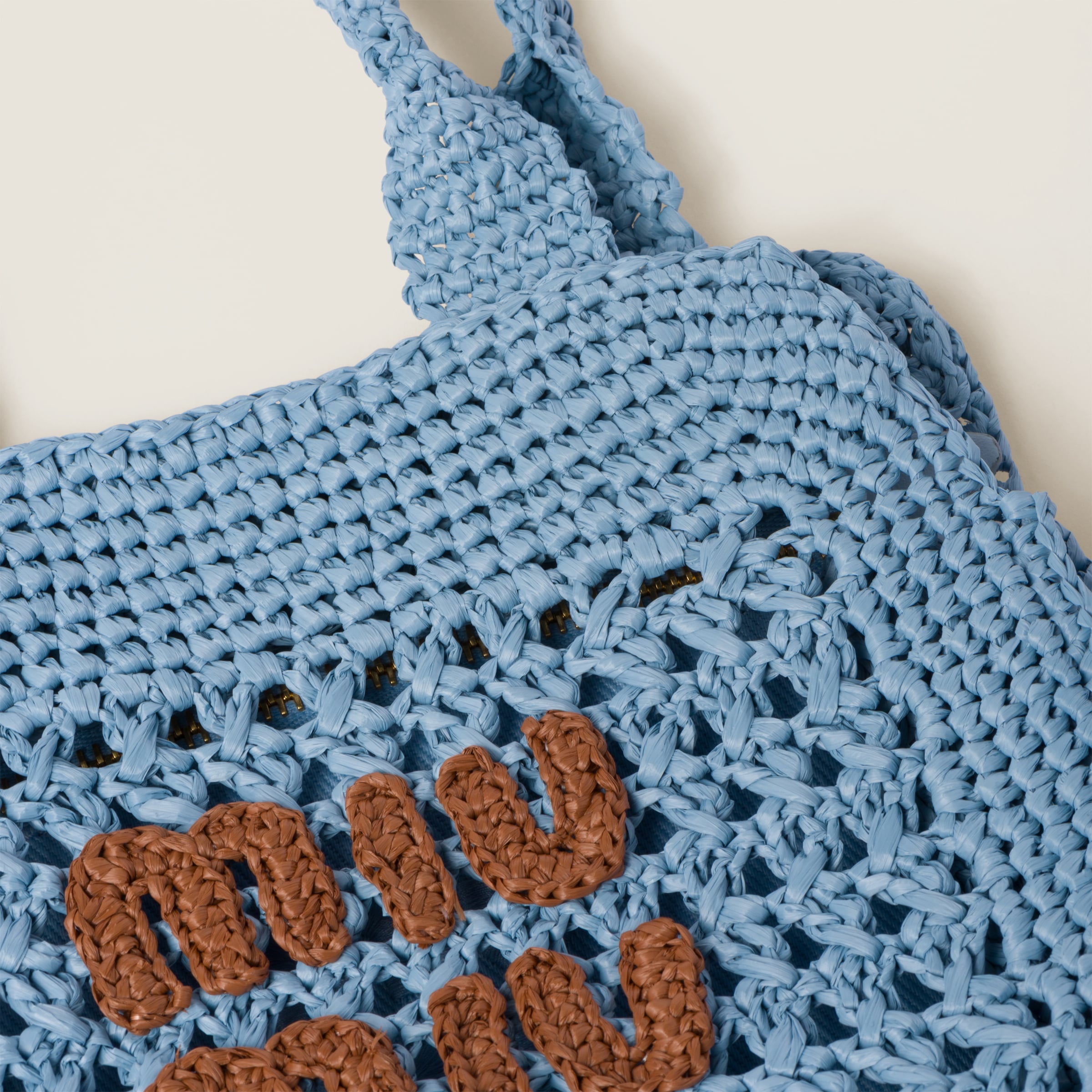 Raffia-effect crochet fabric tote bag - 5