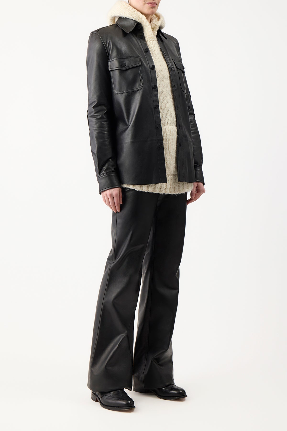 John Austin Top in Black Leather - 4