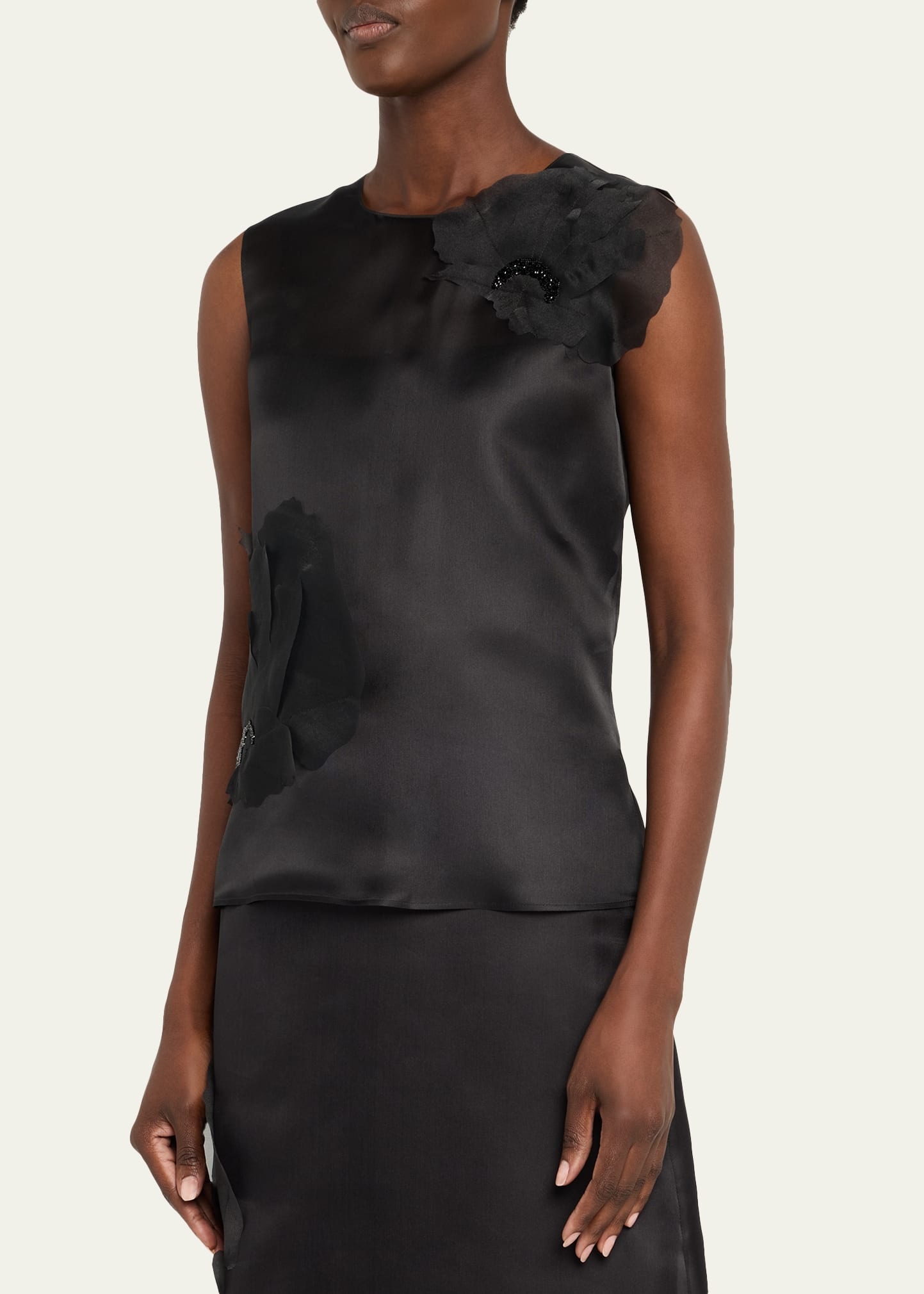 Embellished 3D Anemone Silk Organza Blouse - 4