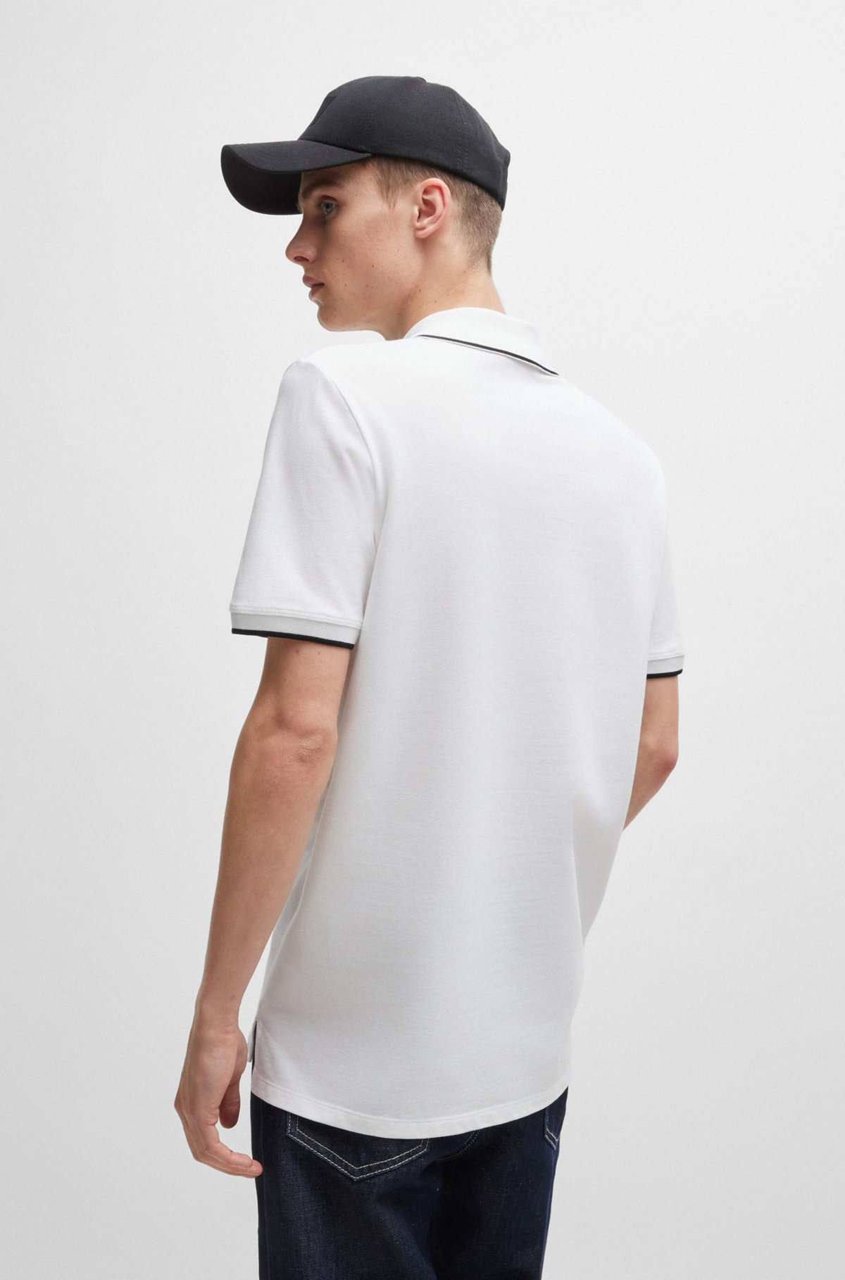 STRETCH-COTTON SLIM-FIT POLO SHIRT WITH PRINTED LOGO - 5