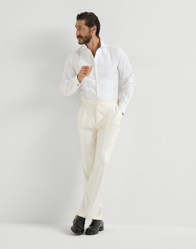 Silk diagonal tuxedo trousers with pleat and waist tabs 5