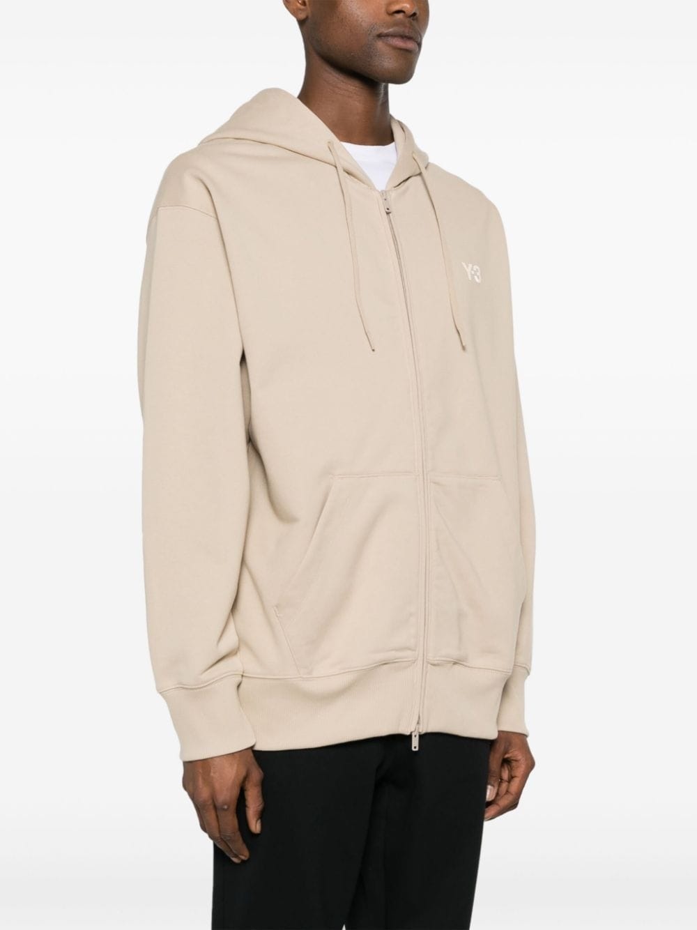 logo-printed zipped hoodie - 3