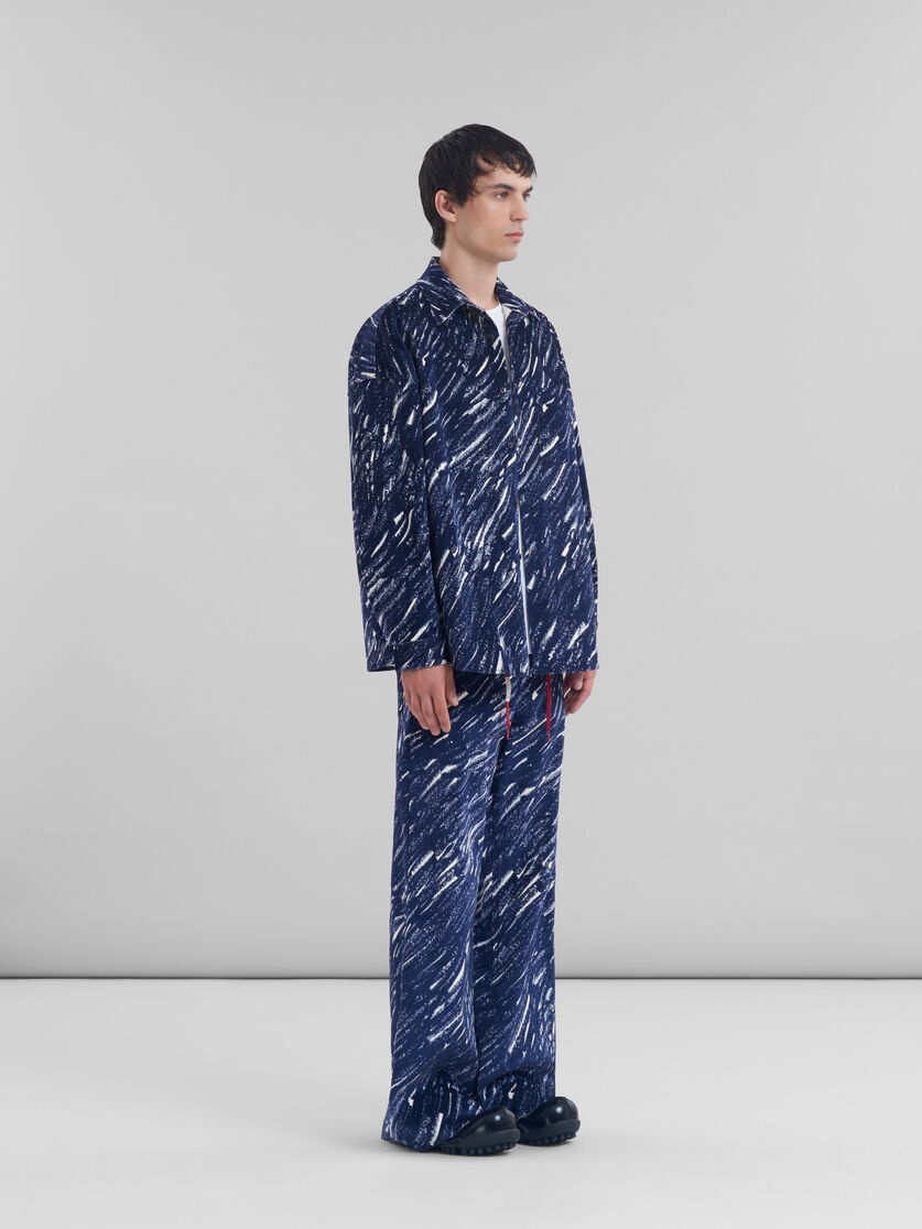 BLUE FLOCKED DENIM OVERSIZED SHIRT WITH CRAYON PRINT - 5